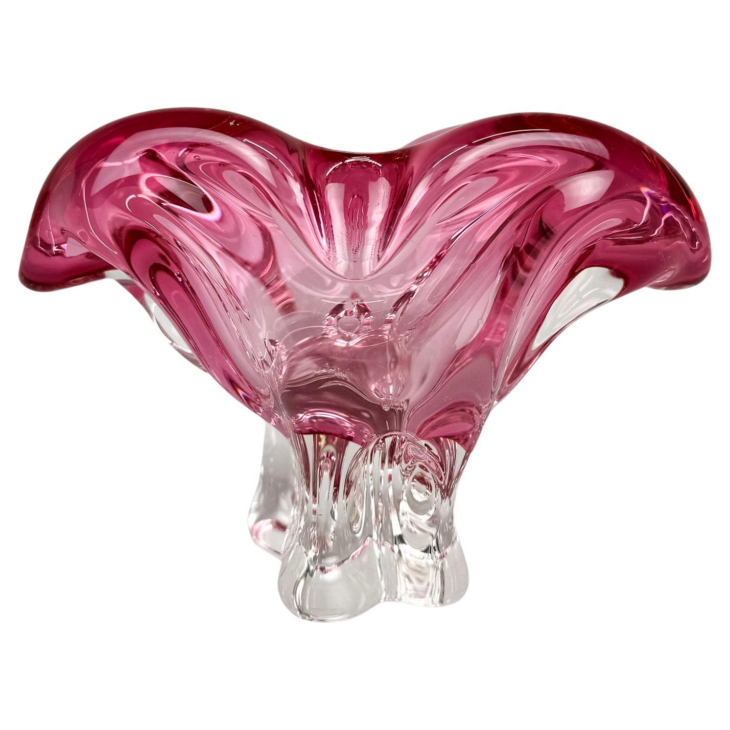 Cuenco de vidrio artístico del diseñador Josef Hospodka para Chribska Glassworks, años 60