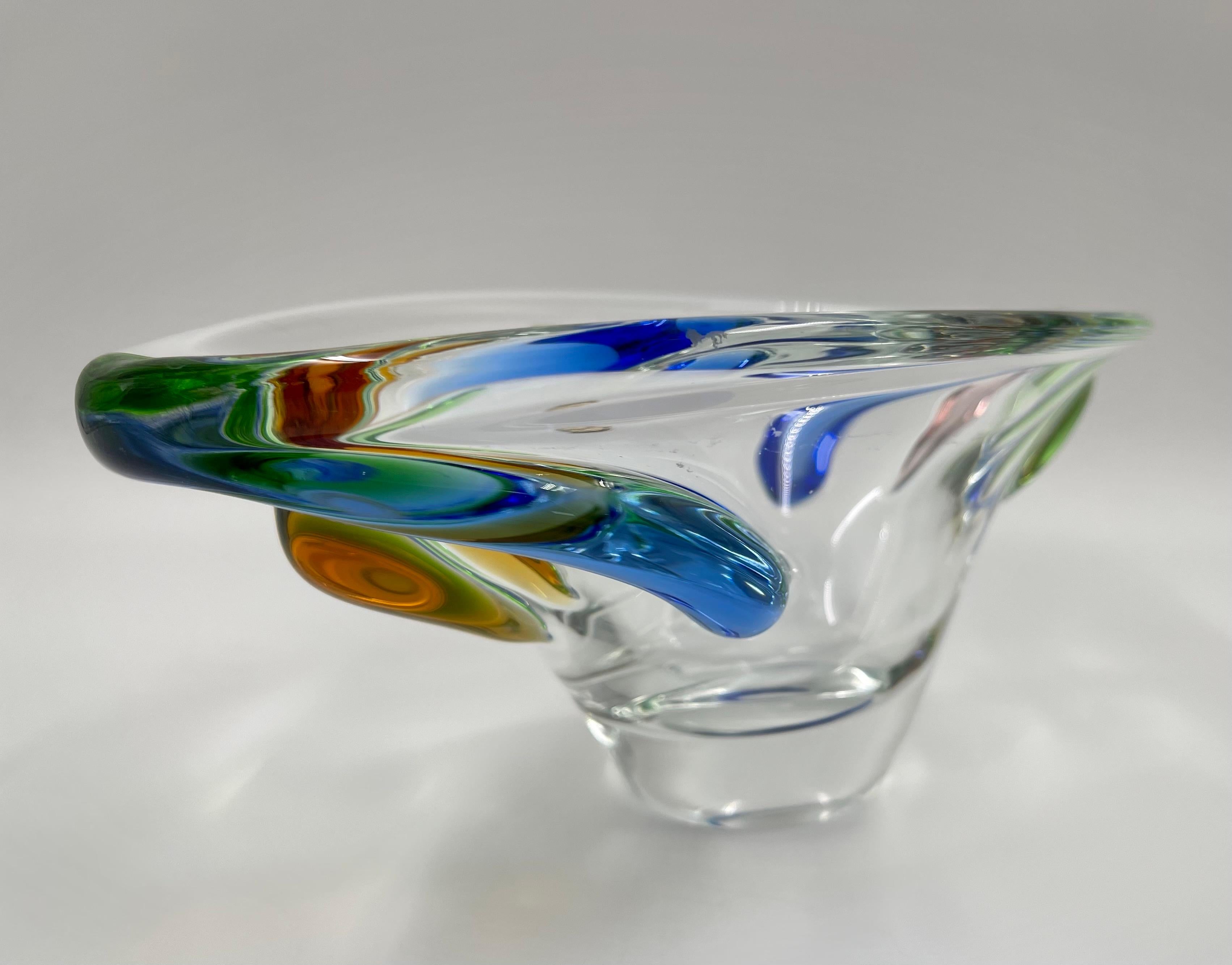 Vintage Czech Art Glass Bowl by Frantisek Zemek, 1960's In Good Condition For Sale In Budapest, HU