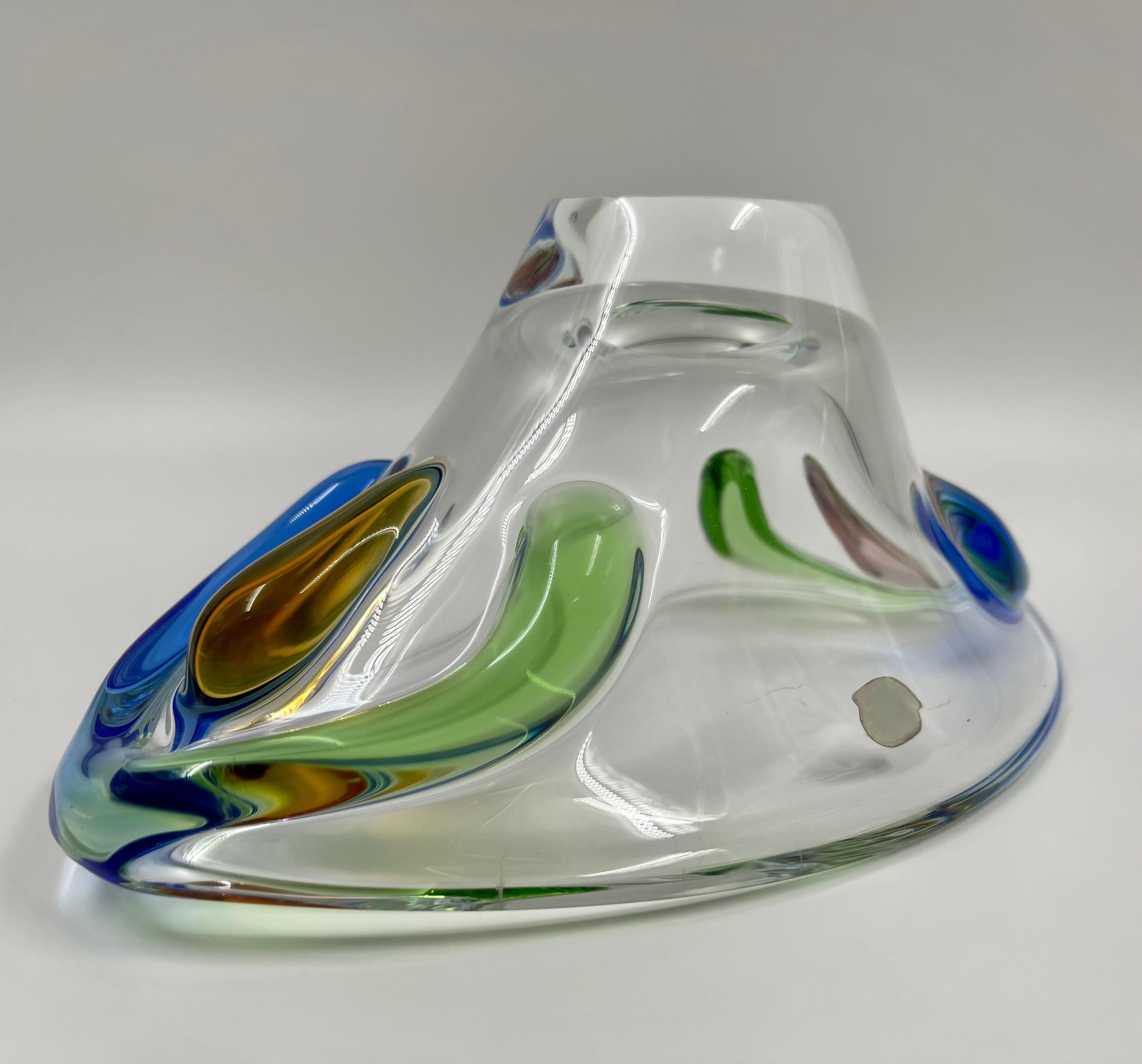 Mid-20th Century Vintage Czech Art Glass Bowl by Frantisek Zemek, 1960's For Sale