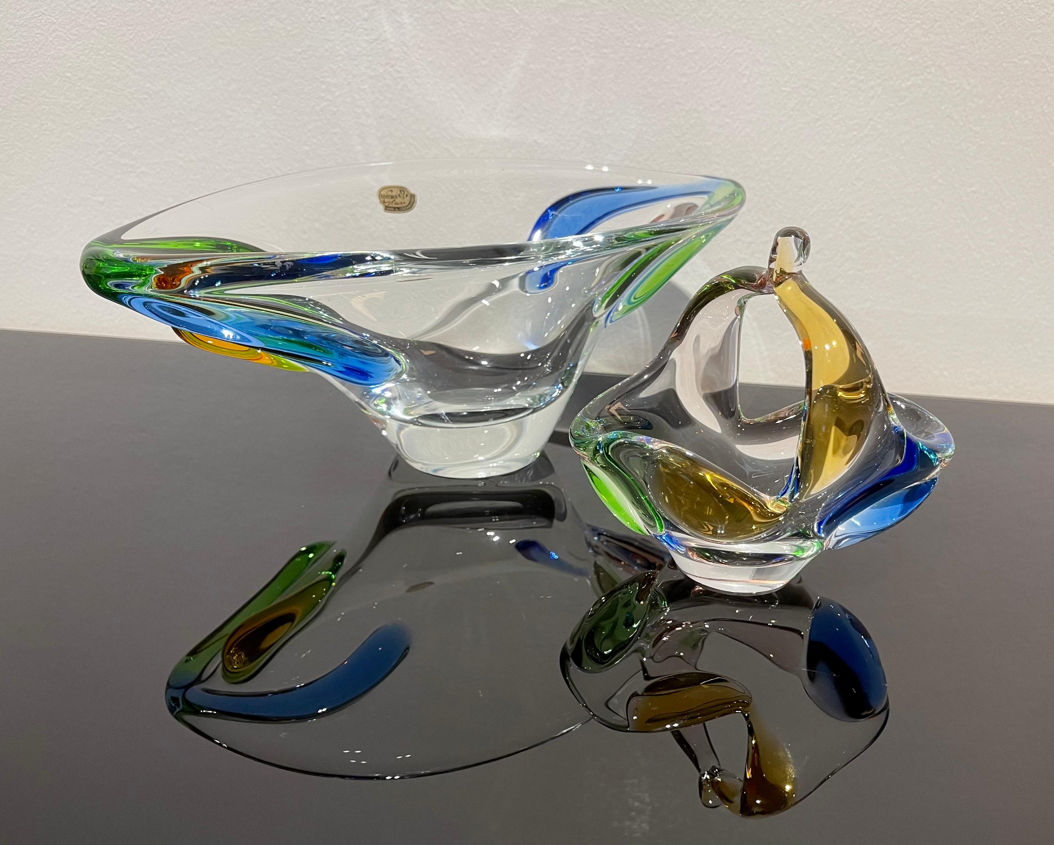 Vintage Czech Art Glass Bowl by Frantisek Zemek, 1960's For Sale 1