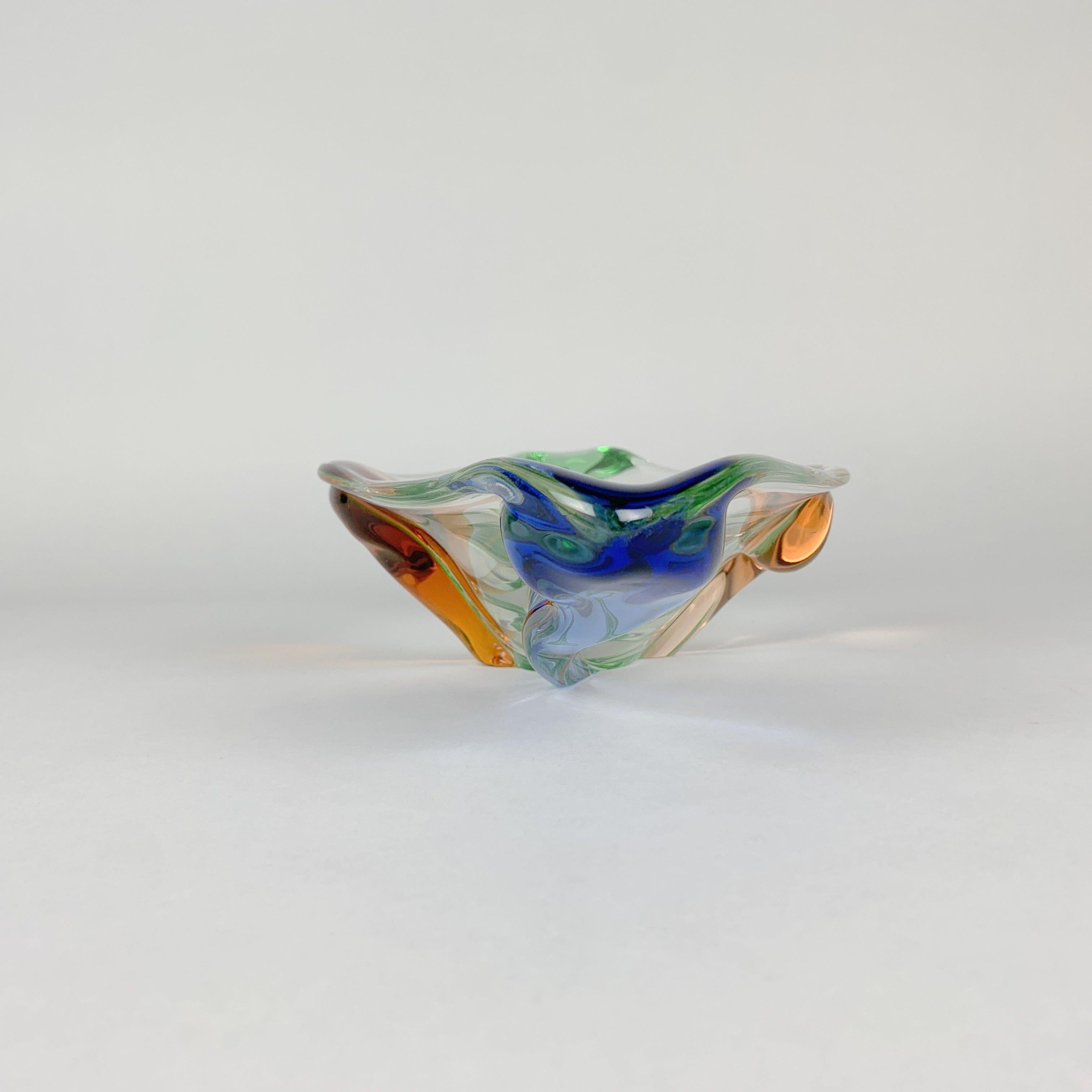 Mid-Century Modern Art Glass Bowl by F. Zemek for Mstisov Glassworks, Rhapsody Collection, 1950s For Sale