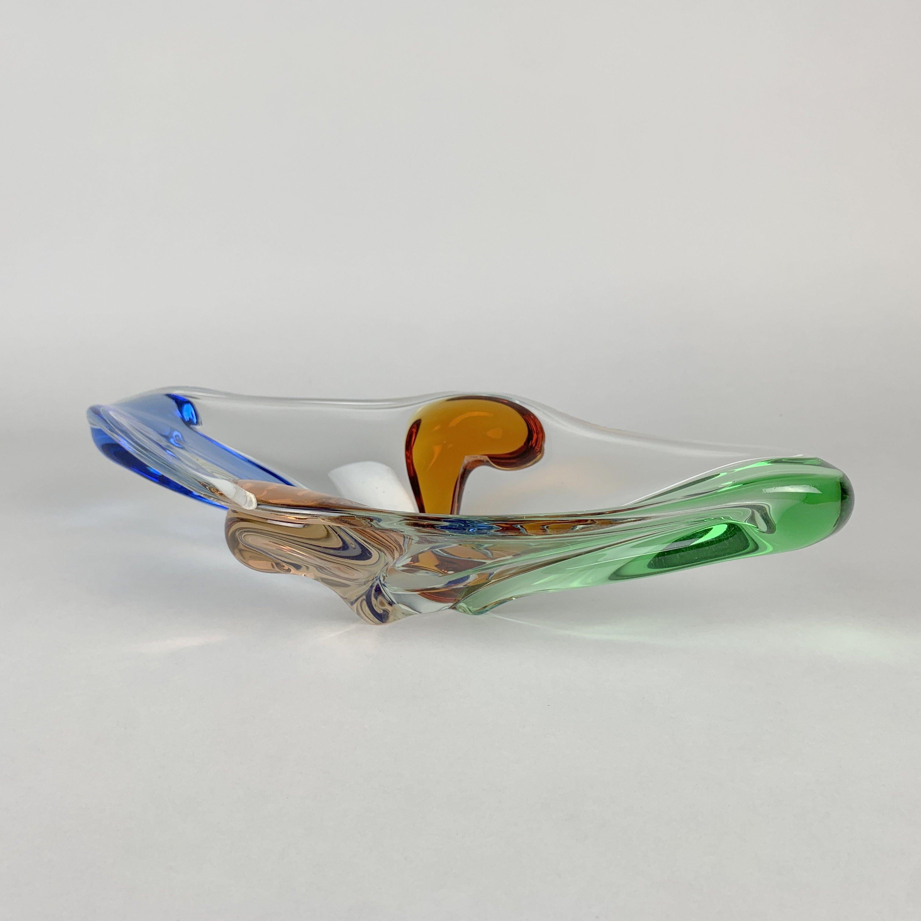 Mid-20th Century Art Glass Bowl by F. Zemek for Mstisov Glassworks, Rhapsody Collection, 1950s For Sale