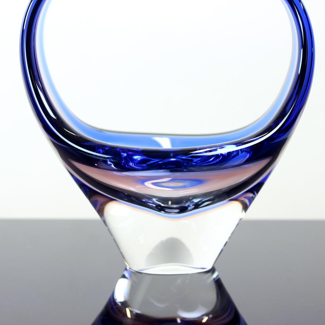 Mid-20th Century Art Glass Bowl by Frantisek Zemek for Sklarna Mstisov, 1960s For Sale