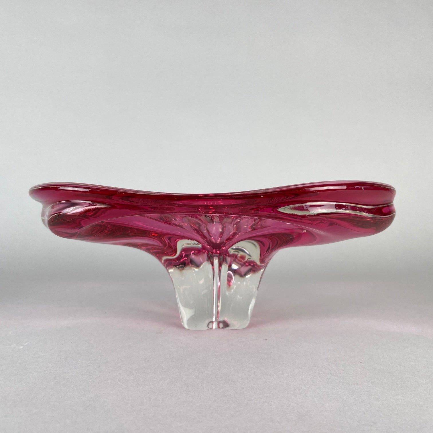 Art glass bowl by a designer Josef Hospodka, made in Chribska Glassworks in former Czechoslovakia in the 1960's.