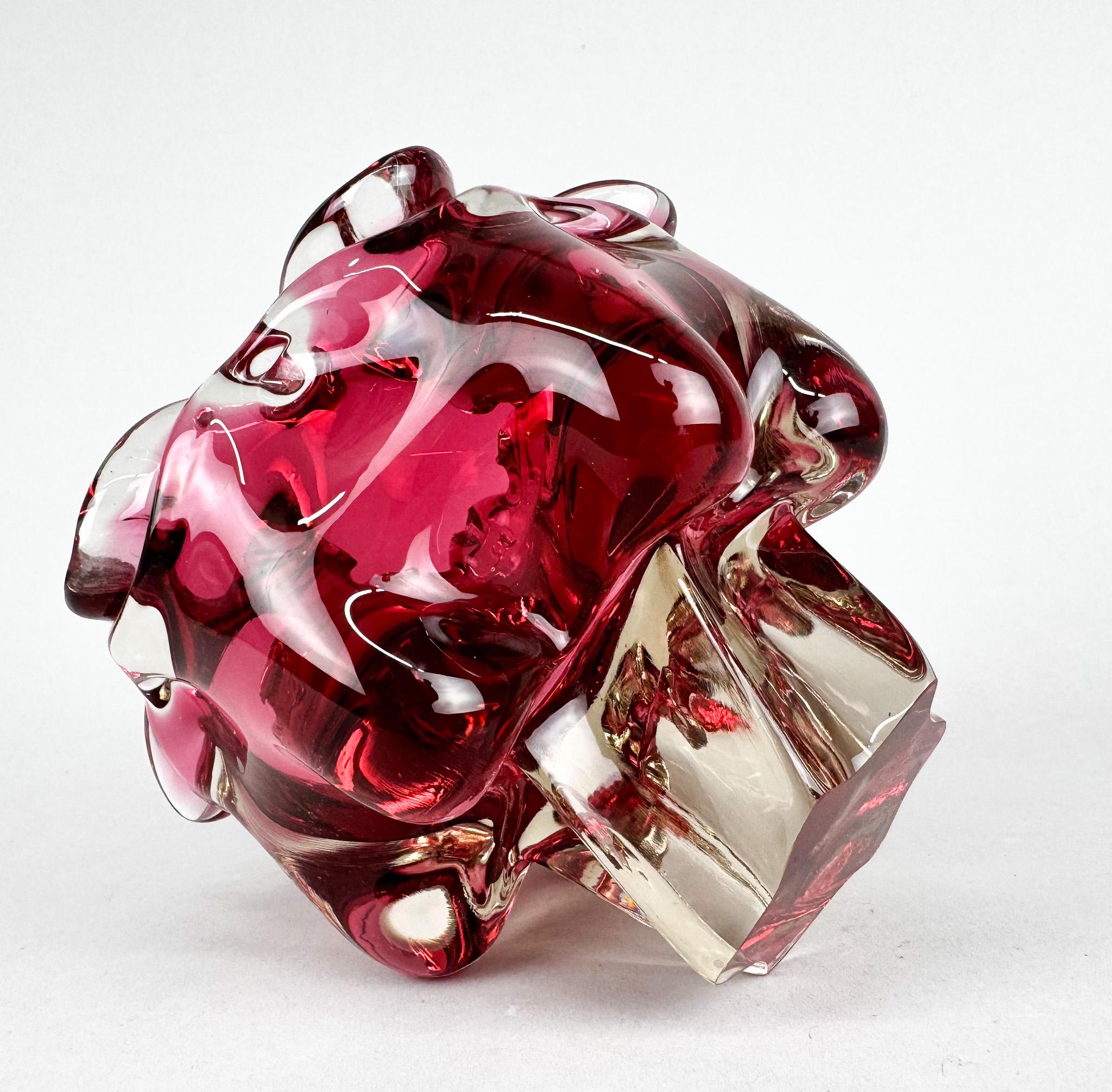 Ceco Ciotola in vetro artistico di Josef Hospodka per Chribska Glassworks, anni '60 in vendita