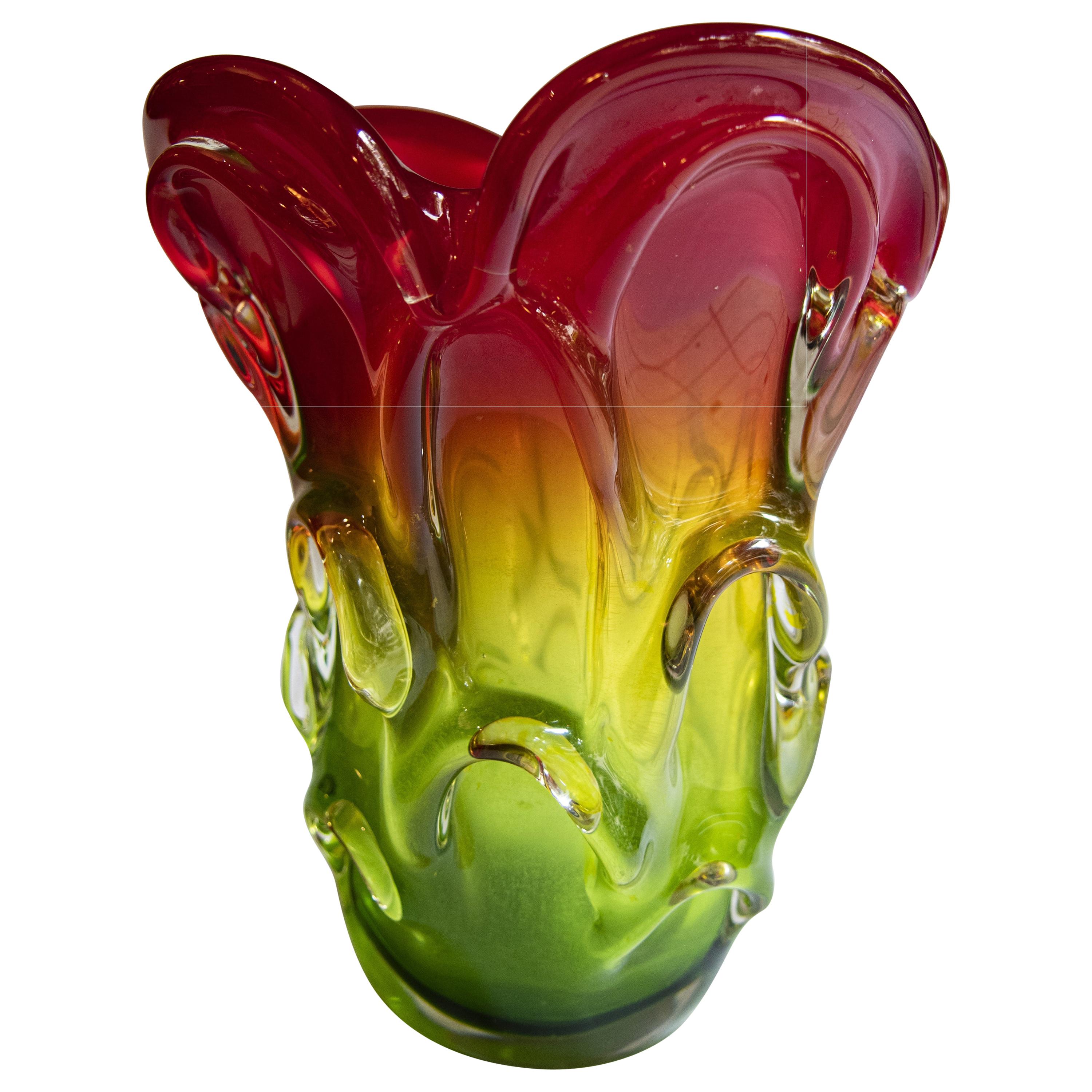 Cuenco de vidrio artístico de Josef Hospodka para Chribska Glassworks, años 60