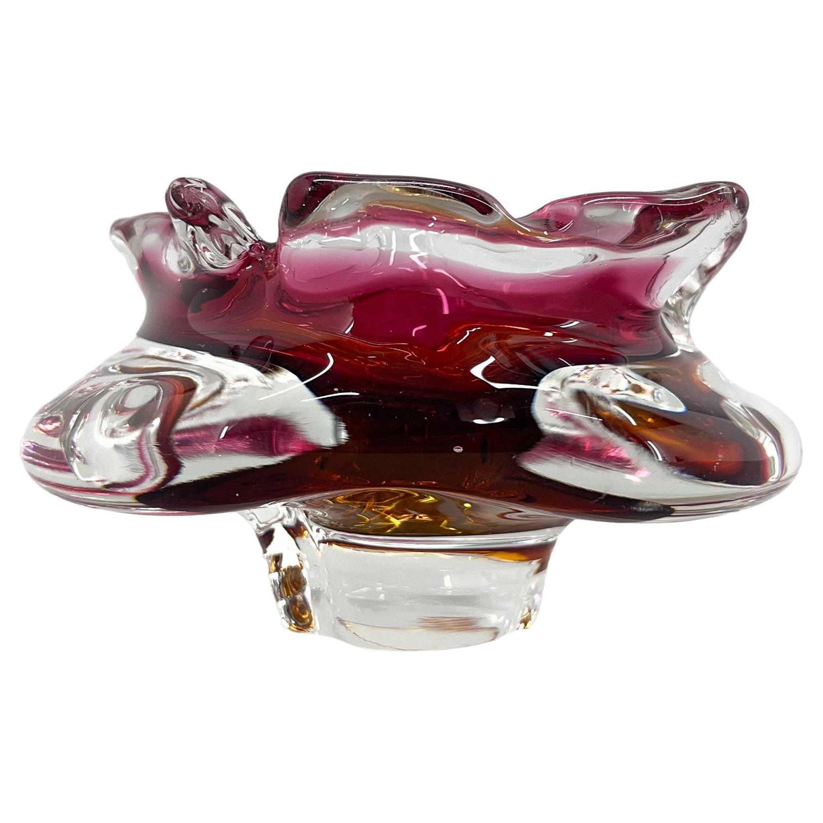 Art Glass Bowl by Josef Hospodka for Chribska Glassworks, 1960's For Sale