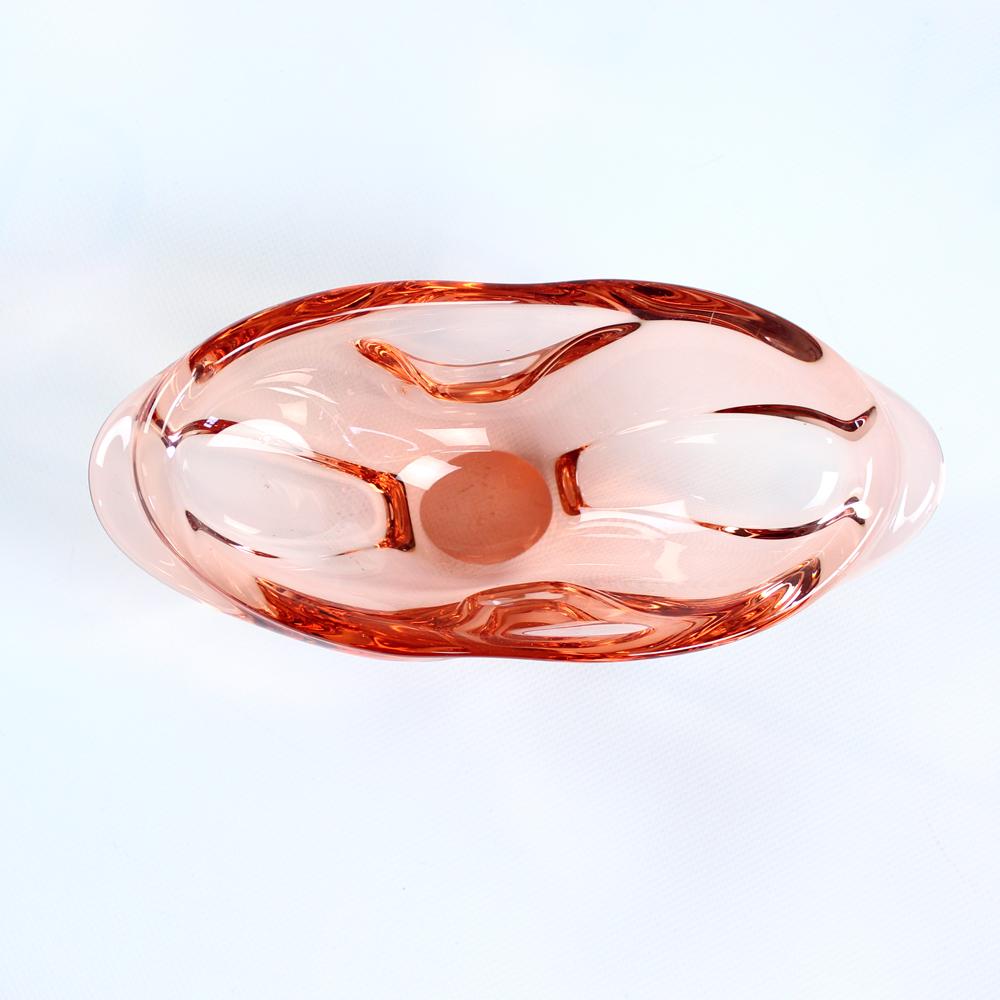 Mid-20th Century Art Glass Bowl By Josef Hospodka For Sklarny Chribska, 1960s For Sale