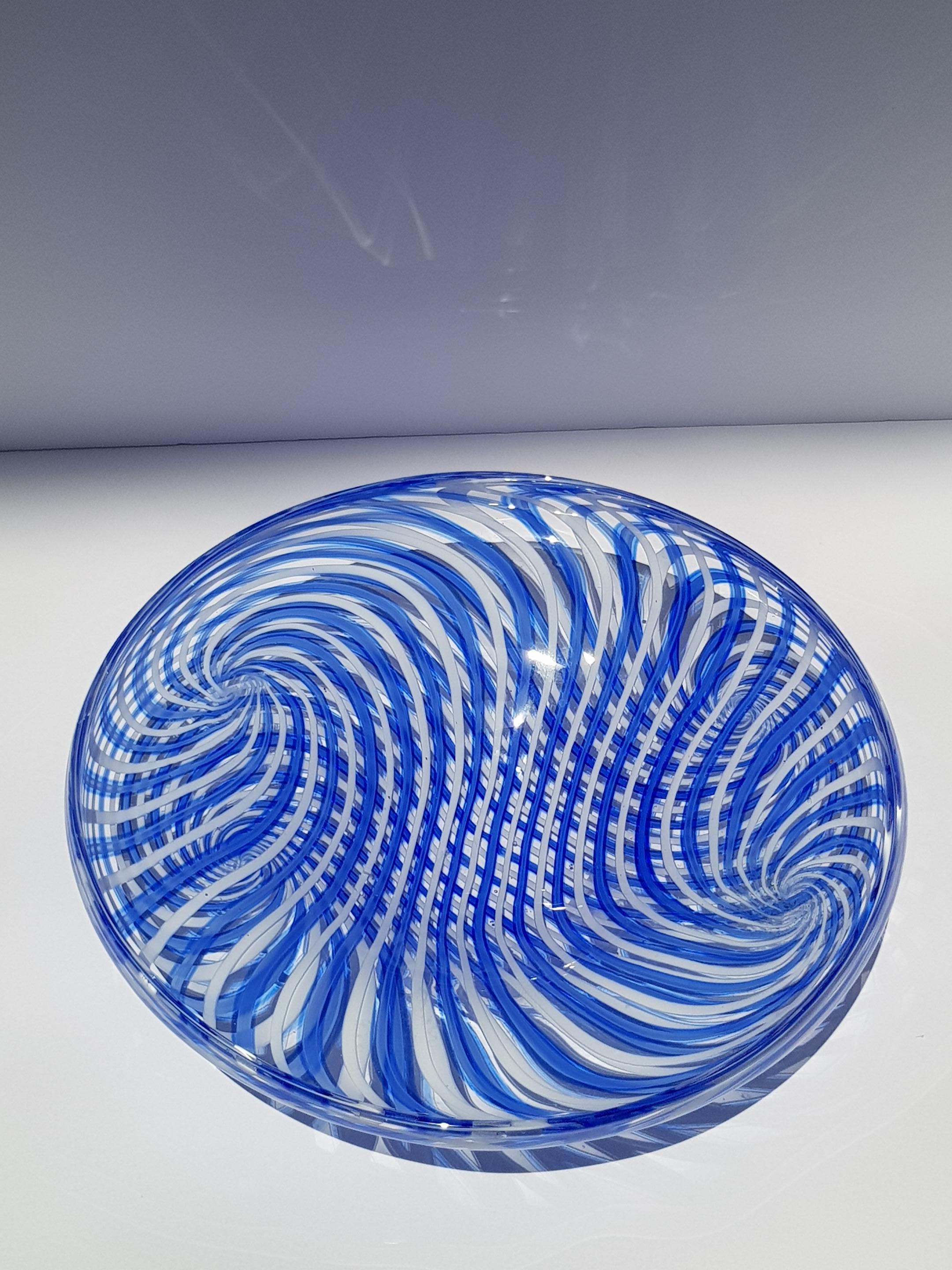 Art Glass Bowl Centerpiece Dish Vessel Reticello Ribbon Lace Psychedelic Modern For Sale 3