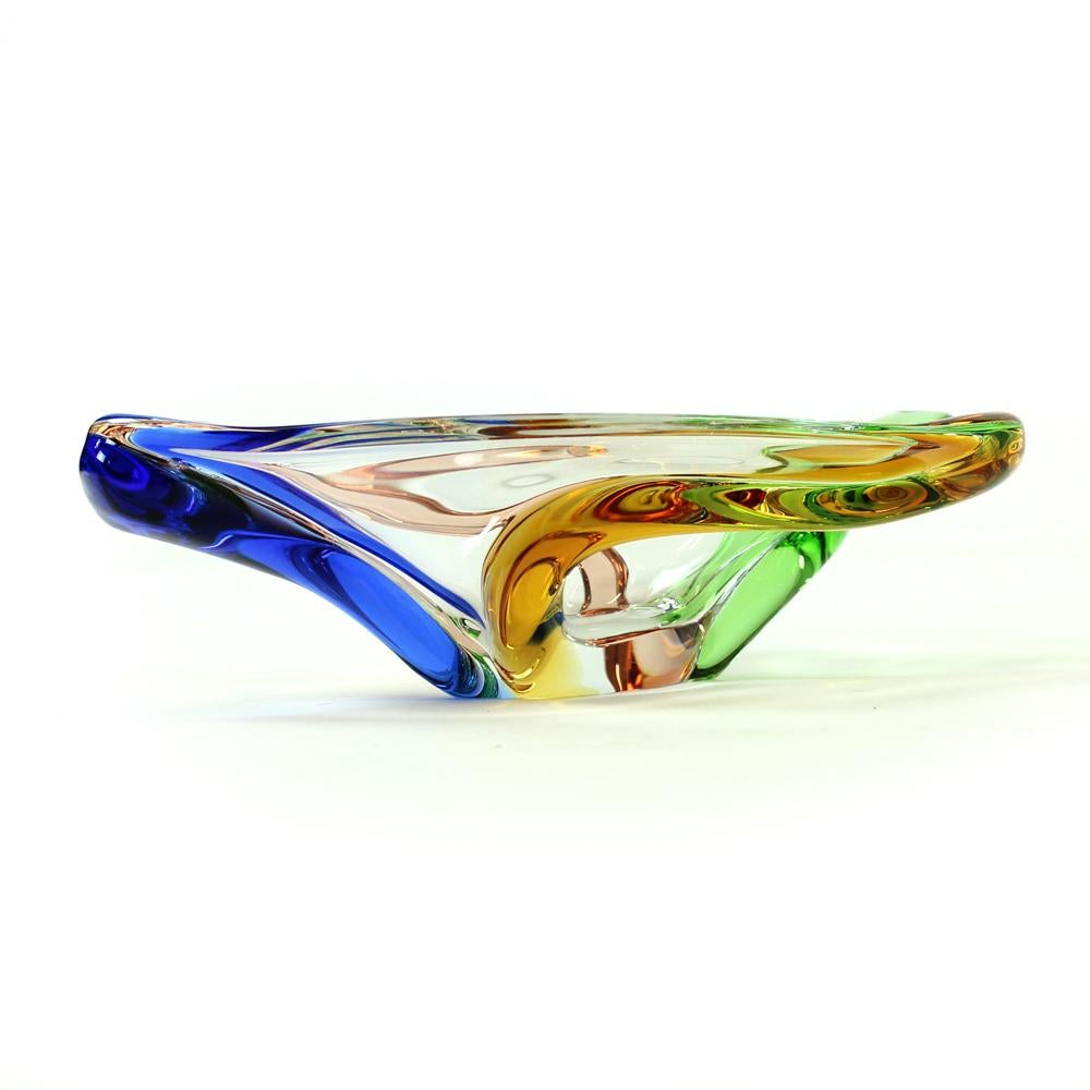 Mid-Century Modern Art Glass Bowl, Rhapsody Collection by Frantisek Zemek for Sklarna Mstisov, 1960 For Sale