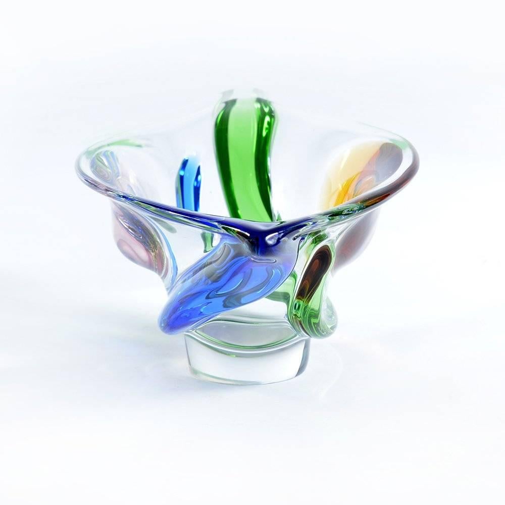 Mid-Century Modern Art Glass Bowl, Rhapsody Collection by Frantisek Zemek for Sklarna Mstisov, 1960 For Sale
