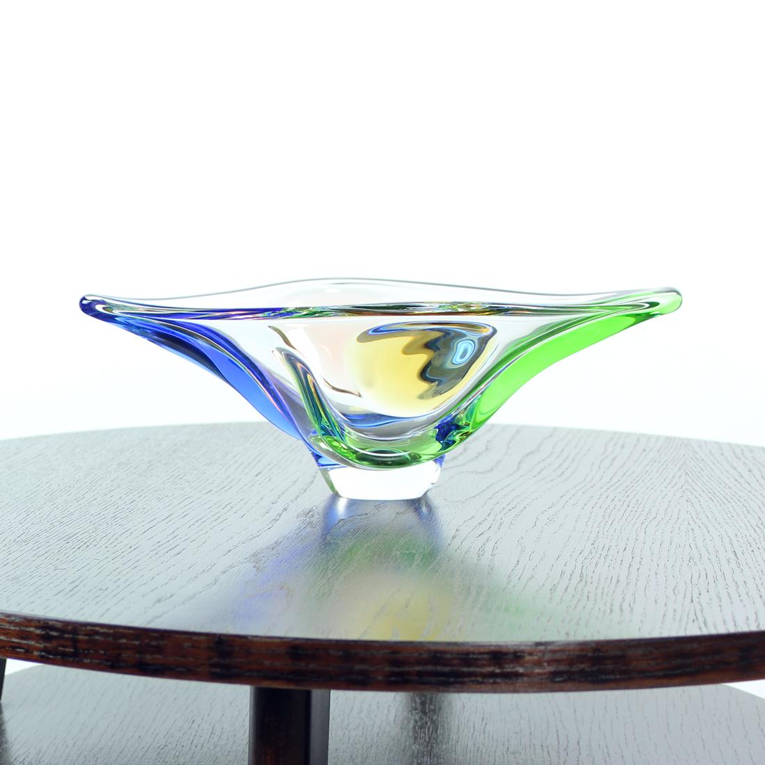 Art Glass Bowl, Rhapsody Collection by Frantisek Zemek for Sklarna Mstisov, 1960 In Excellent Condition In Zohor, SK
