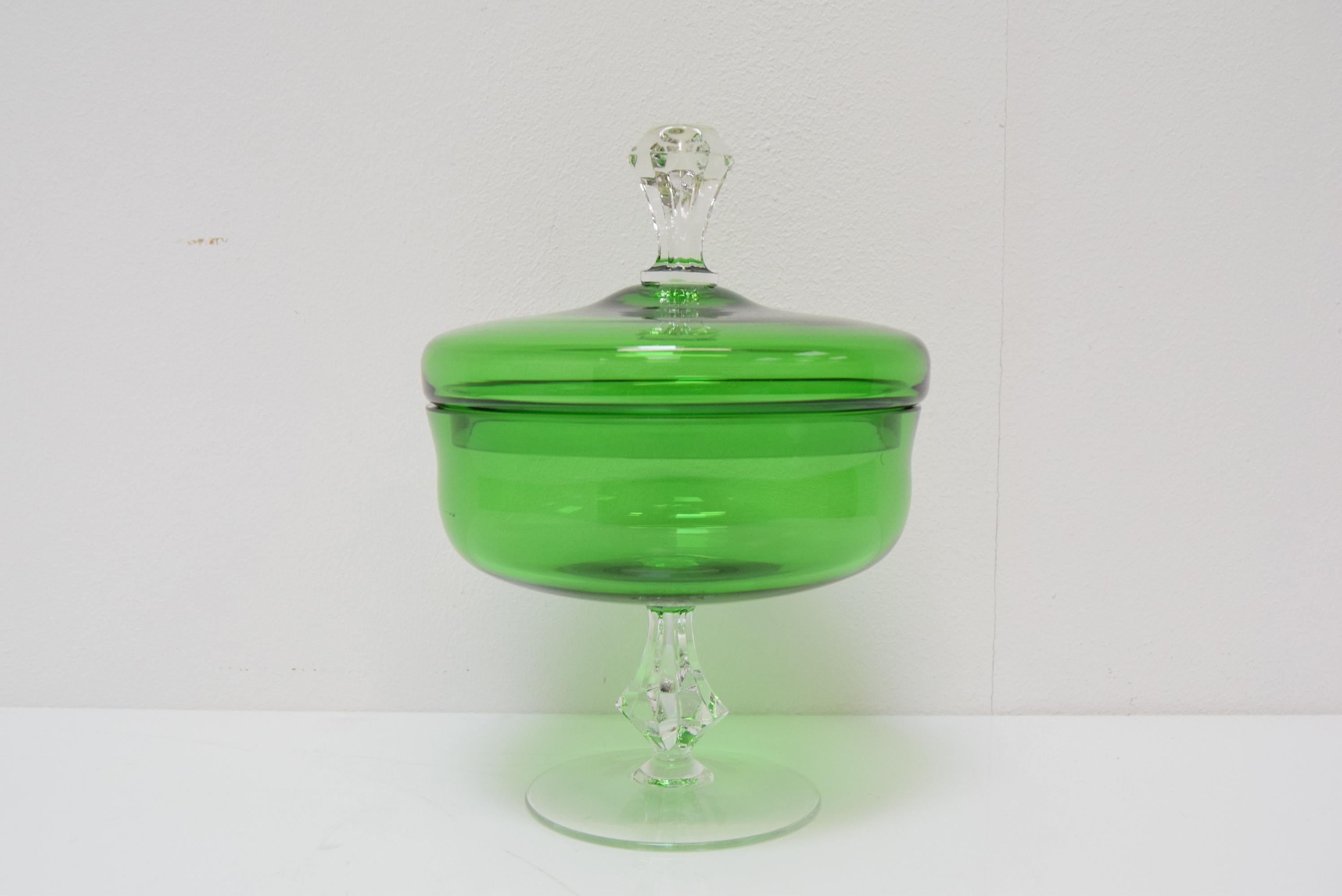 Made in Czechoslovakia
Made of Art Glass
Re-polished
Good Original condition.