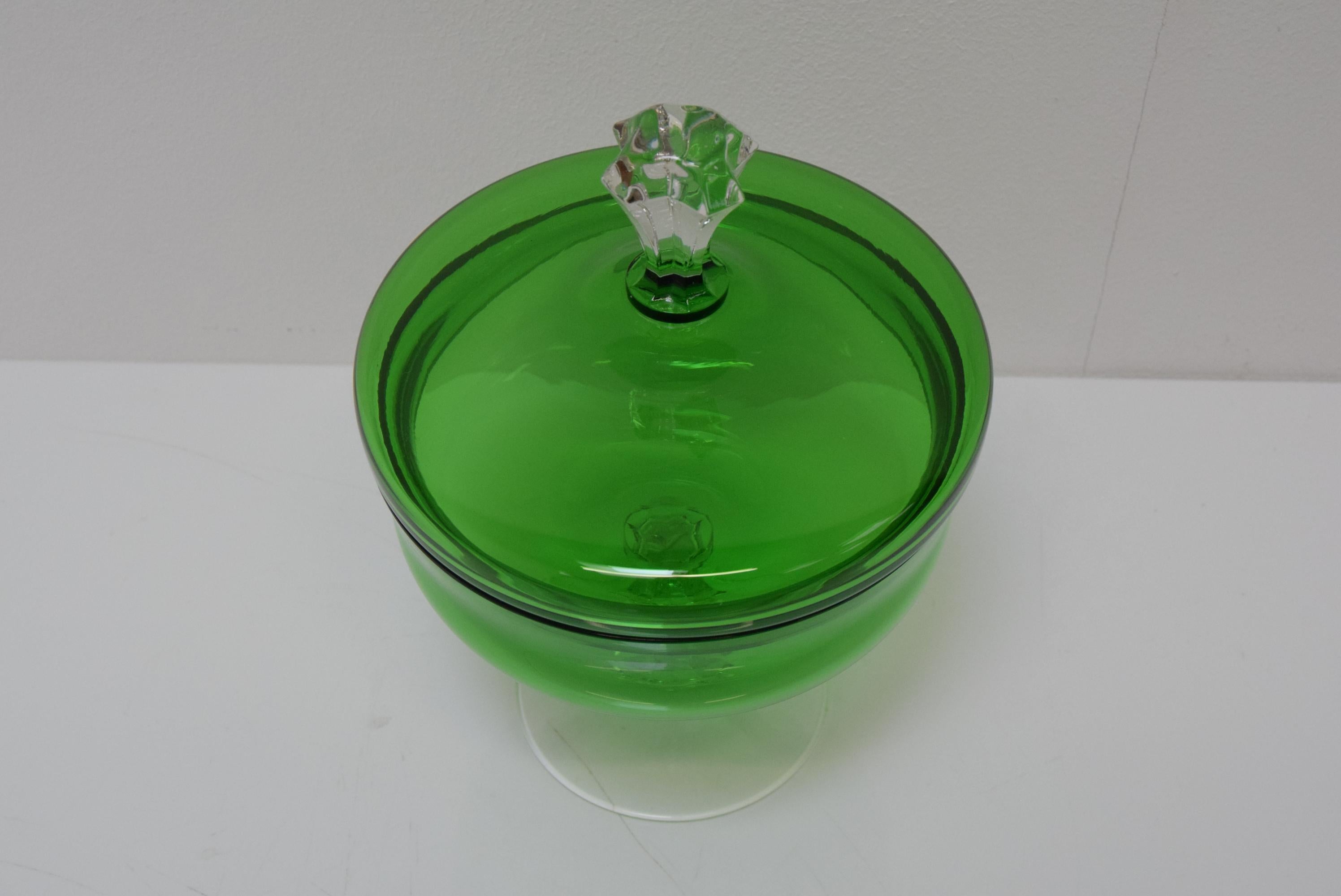 Mid-Century Modern Art Glass Candy Bowl, Glasswork Novy Bor, 1960s For Sale