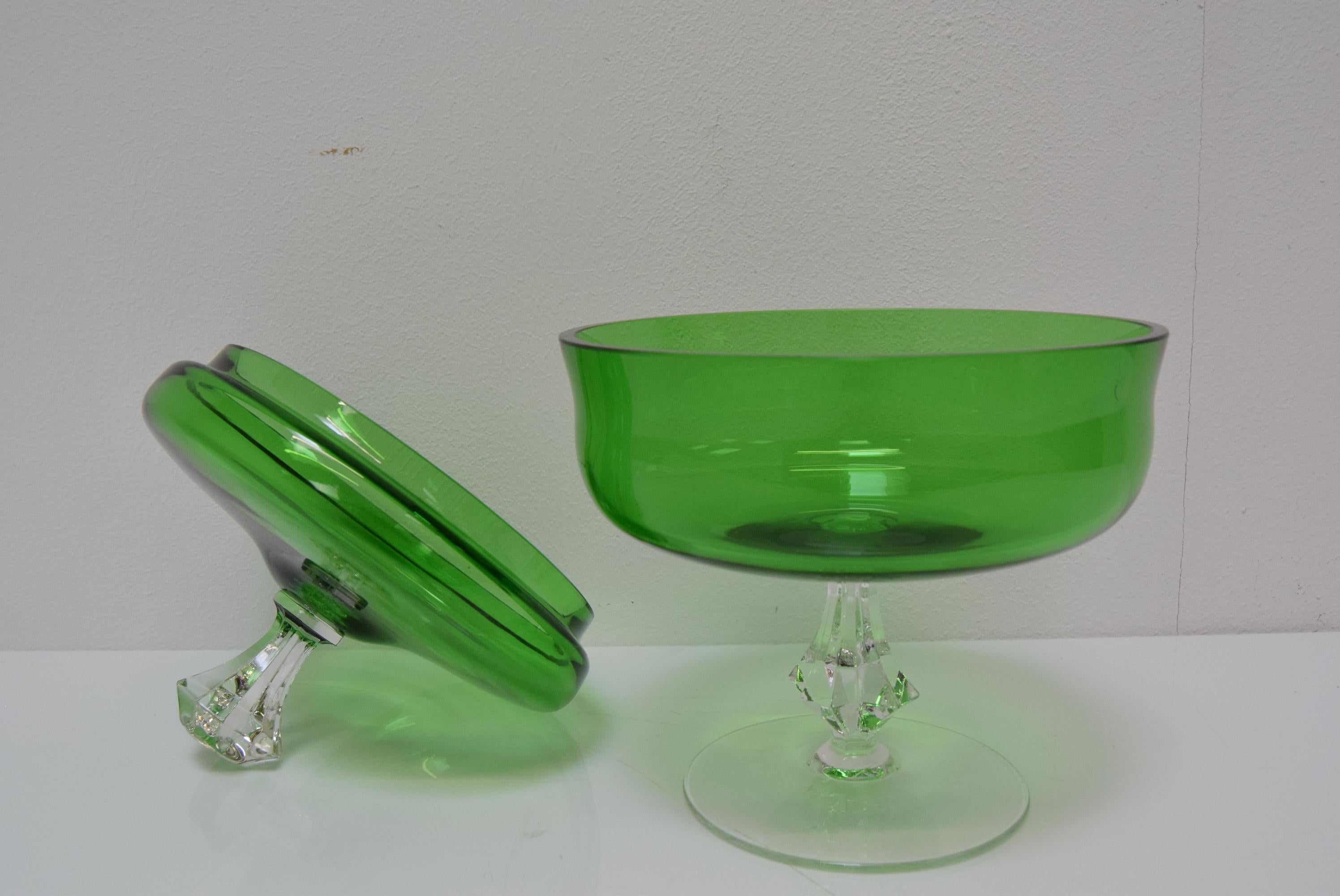 Bombonera de vidrio artístico, Novy Bor Glassworks, años 60 en venta 2