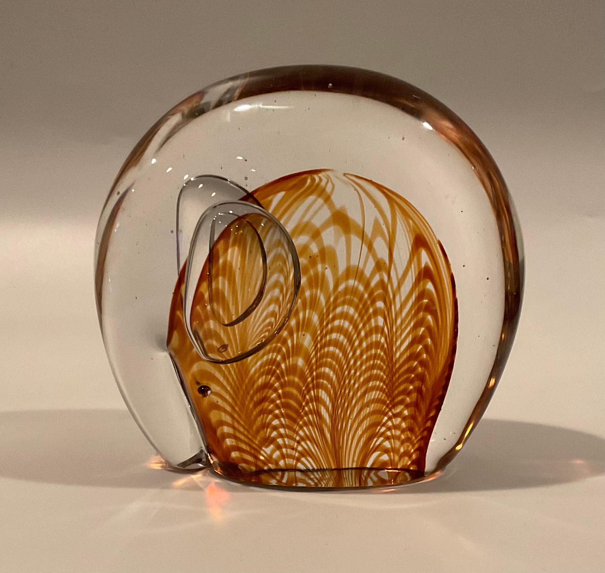Art Glass Cenedese Murano Elephant Figure in Fenitio glass signed by the artist. 