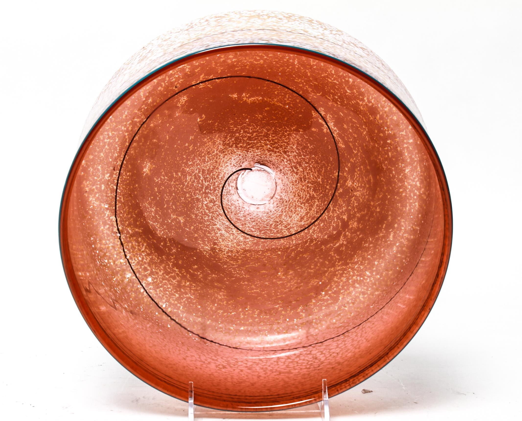 Modern Art Glass Centerpiece Bowl in Pink