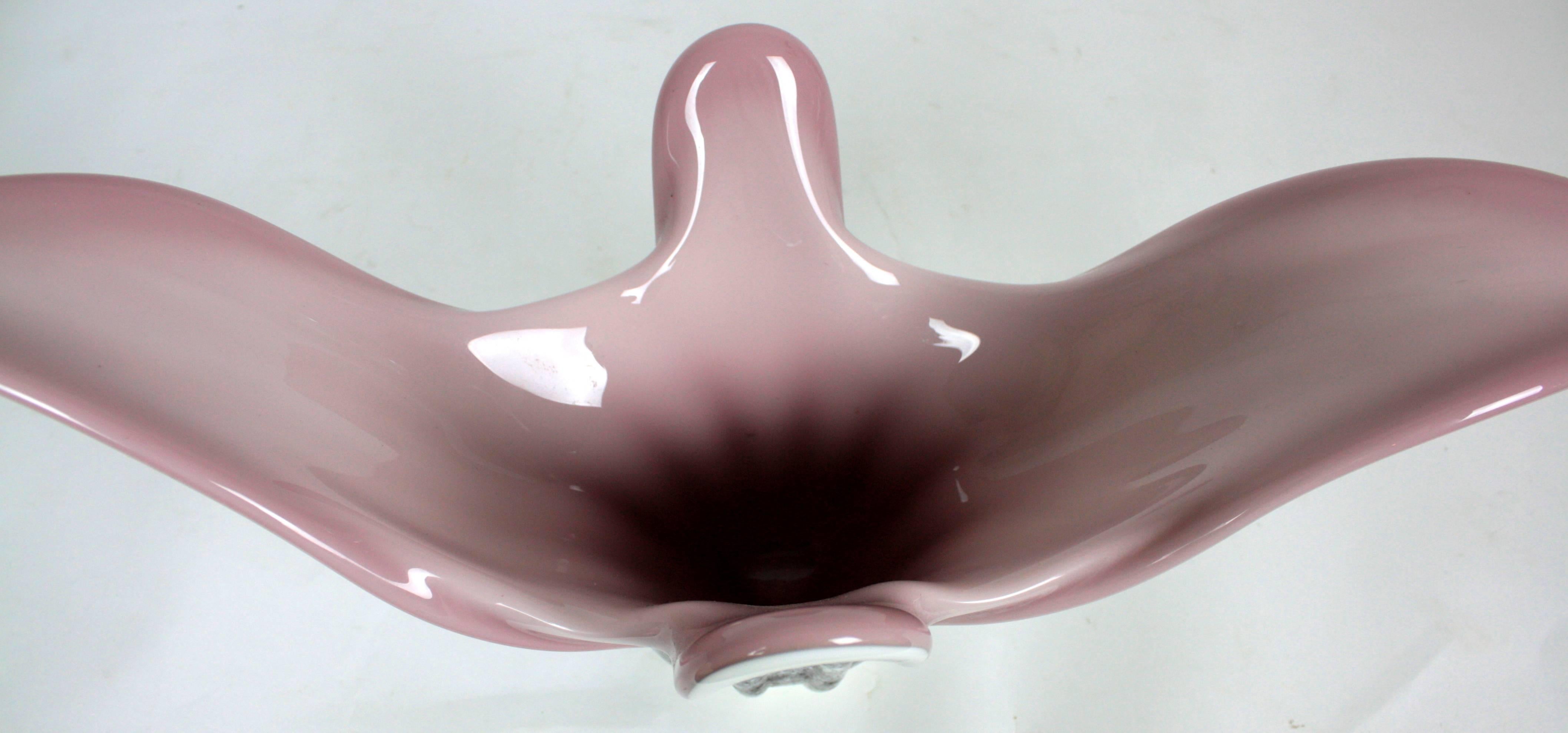 Art Glass Centerpiece in Opaline Print Animal and Purple In Excellent Condition For Sale In Barcelona, ES
