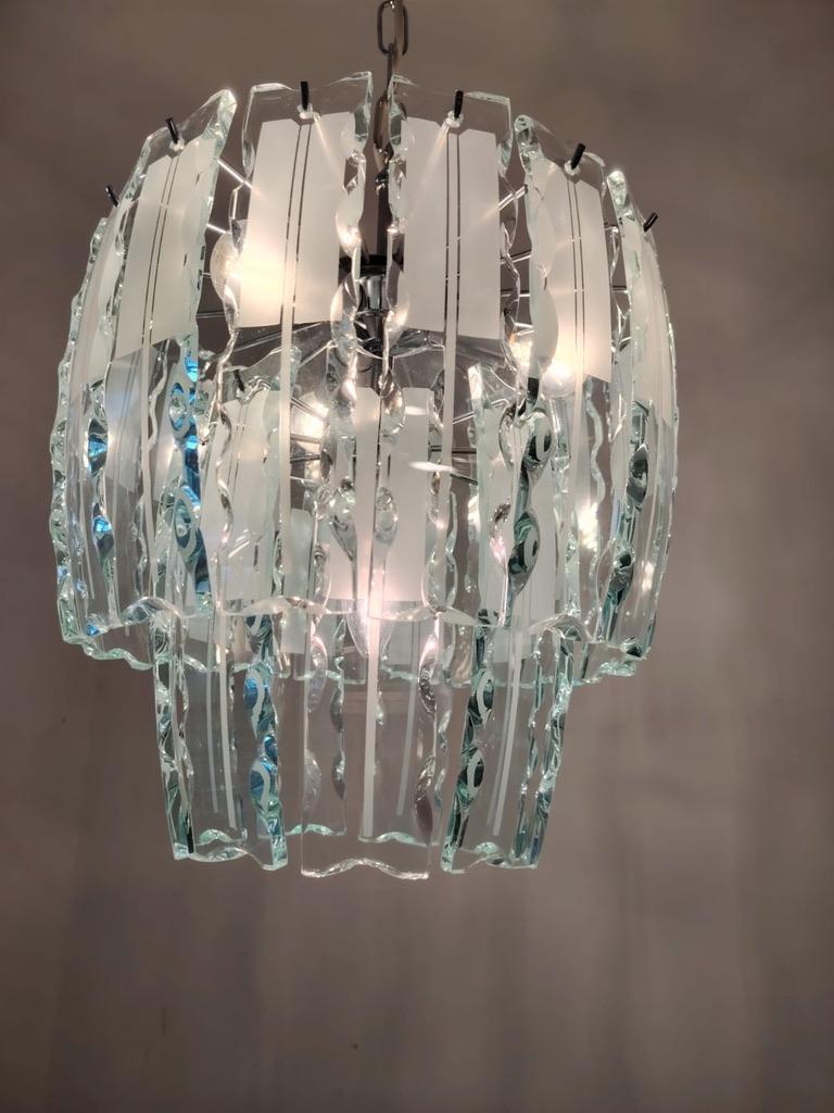 Mid-Century Modern Lustre en verre d'art Zero Quattro pour Fontana Arte en vente