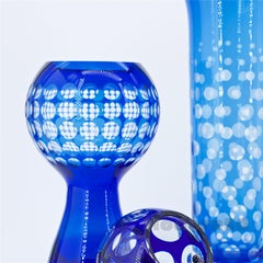 Art Glass Collection Mid-Century Modern Maximalist Op Cobalt Dot Orb Space Age