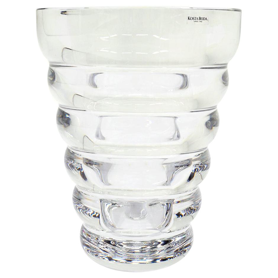 Art Glass Crystal Vase by Anna Ehrner, Kosta Boda, Sweden, Signed, Excellent For Sale
