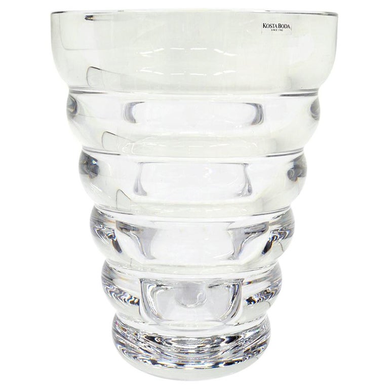 Art Glass Crystal Vase by Anna Ehrner, Kosta Boda, Sweden, Signed,  Excellent For Sale at 1stDibs