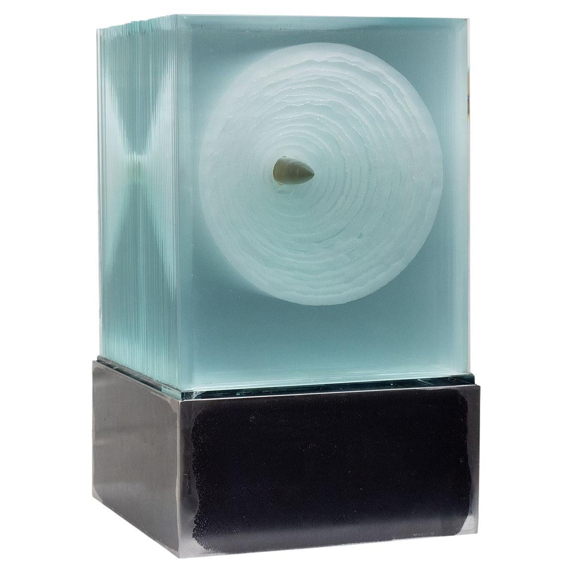 Art Glass Cube Sculpture by Jiri Jelinek For Sale
