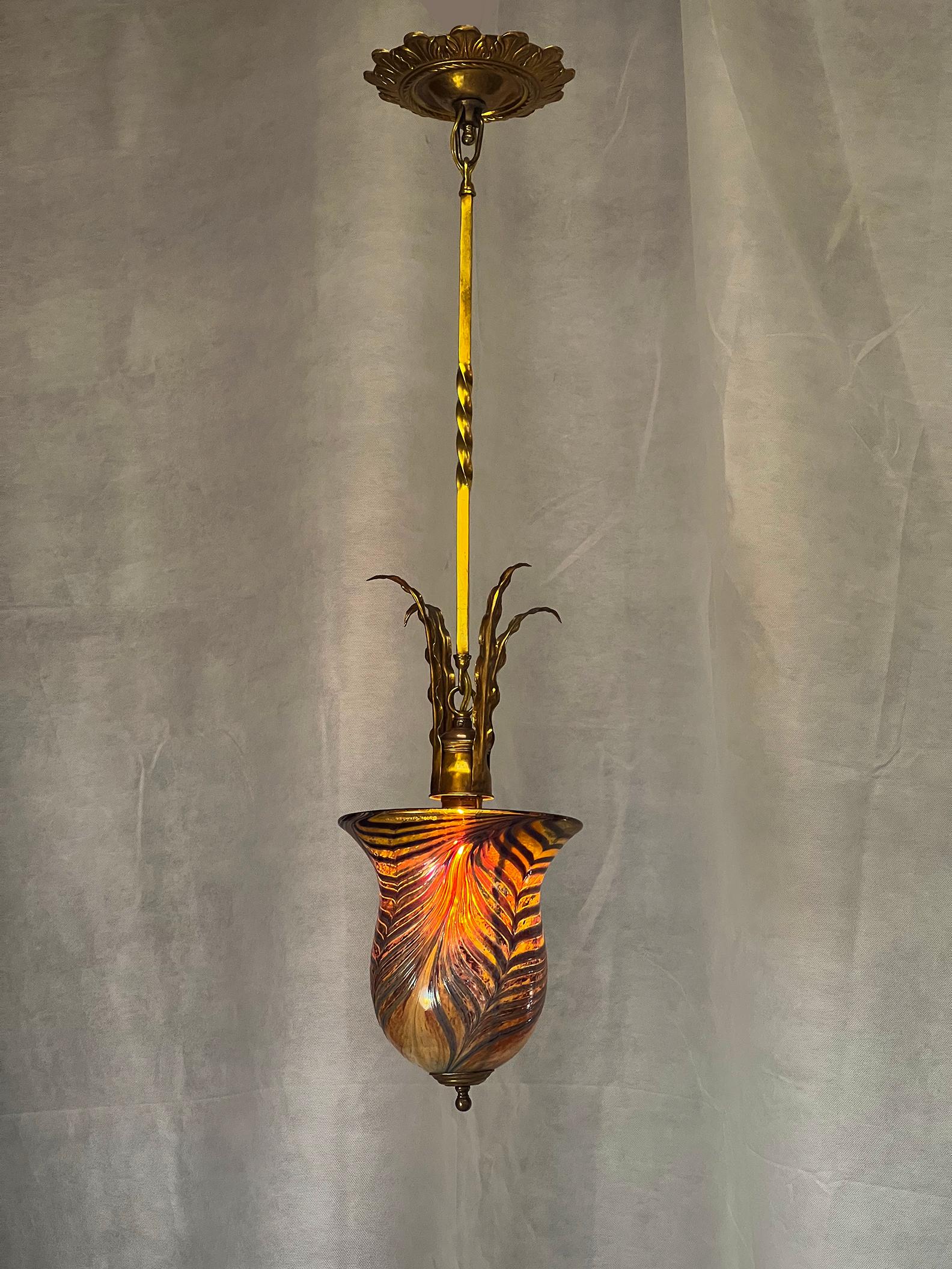 Art Deco Art Glass Deco Pendant Light For Sale