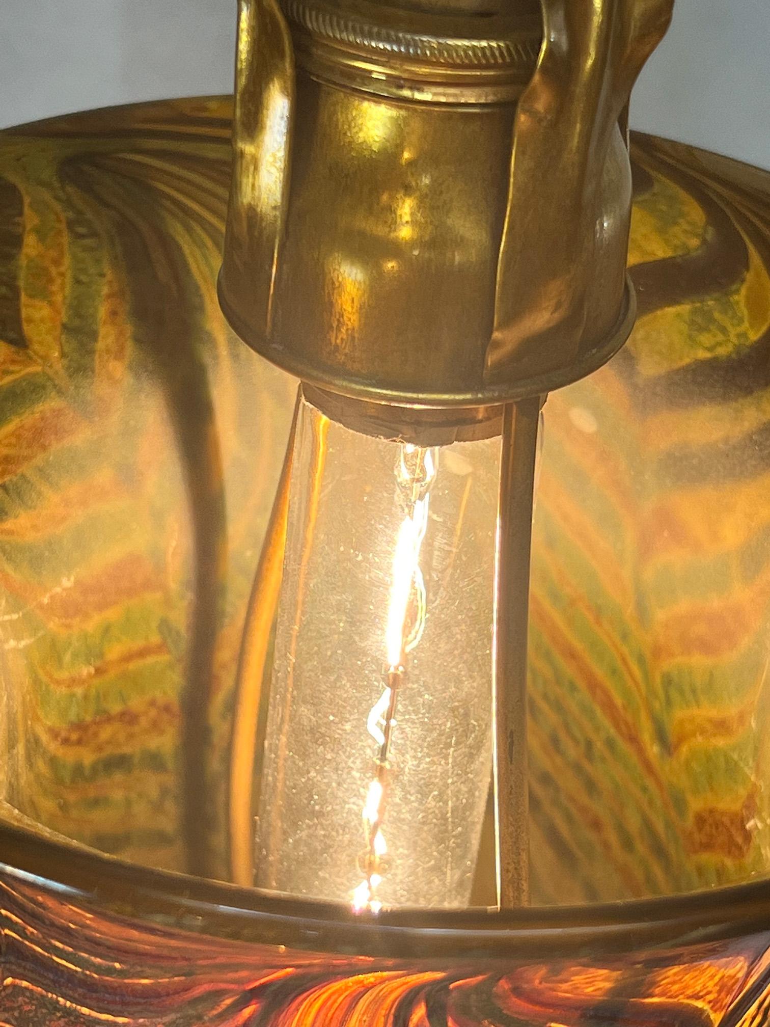 Mid-20th Century Art Glass Deco Pendant Light For Sale