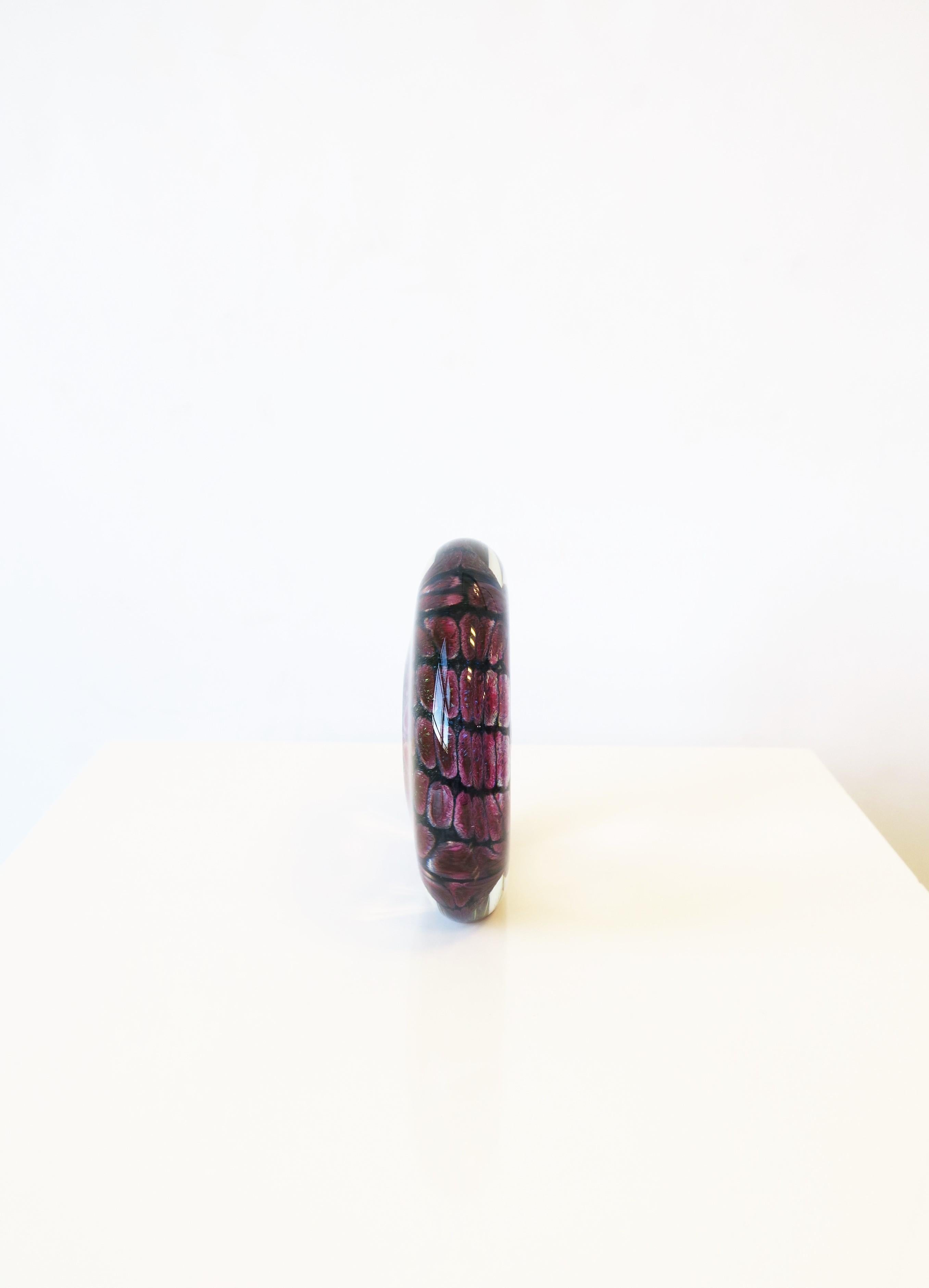 Magenta Pink Art Glass Decorative Object, Signed For Sale 3