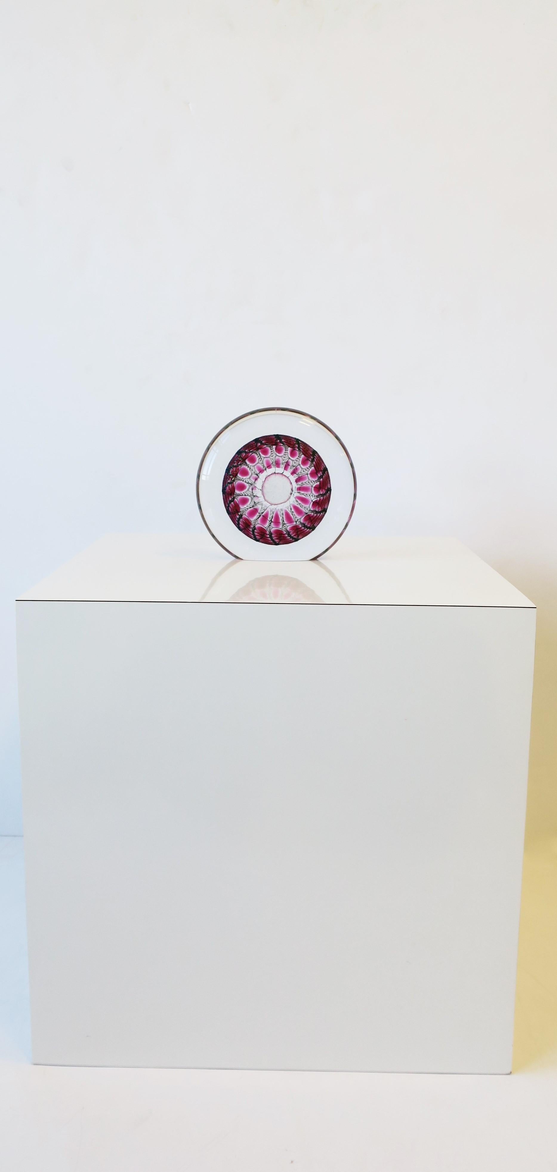 Organic Modern Magenta Pink Art Glass Decorative Object, Signed For Sale