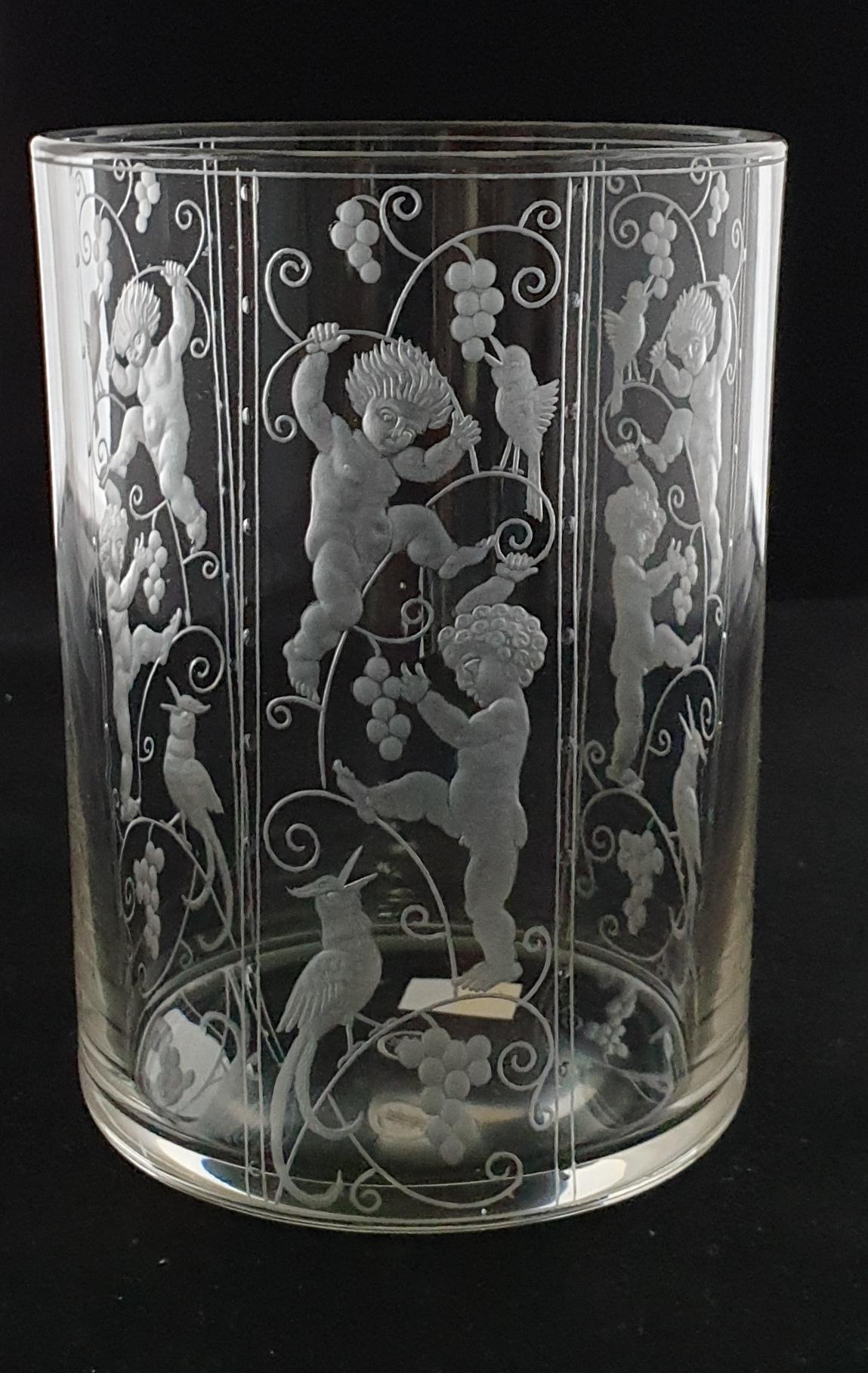 Art Deco Art Glass, Designed by Michael Powolny, Engraved by Max Rossler, Lobmeyer C1915