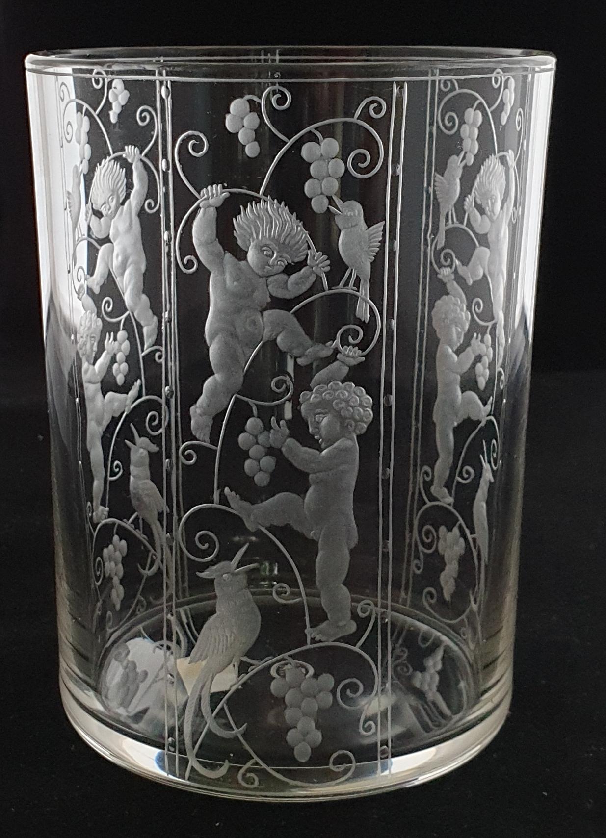 20th Century Art Glass, Designed by Michael Powolny, Engraved by Max Rossler, Lobmeyer C1915