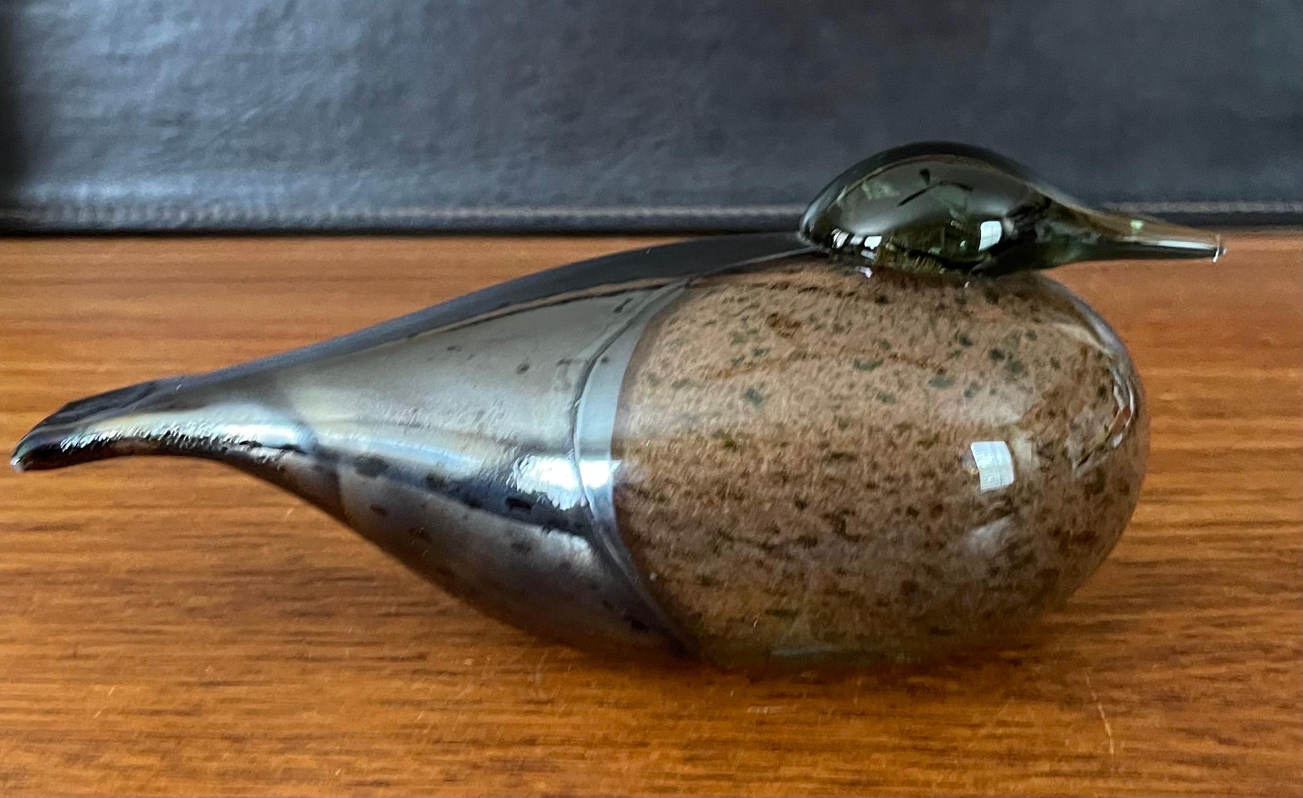 20th Century Art Glass Eider Sea Duck / Bird Sculpture by Oiva Toikka / Nuutajarvi of Finland For Sale