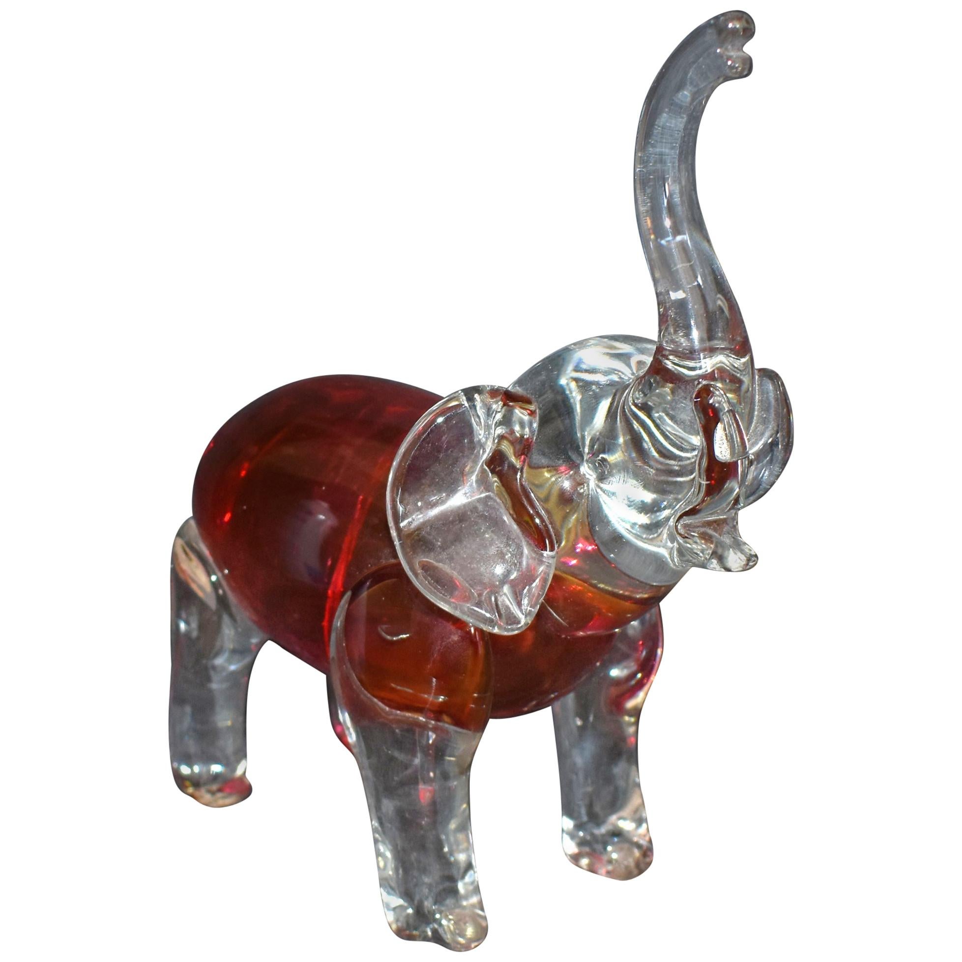 Sculpture d'éléphant en verre d'art en vente