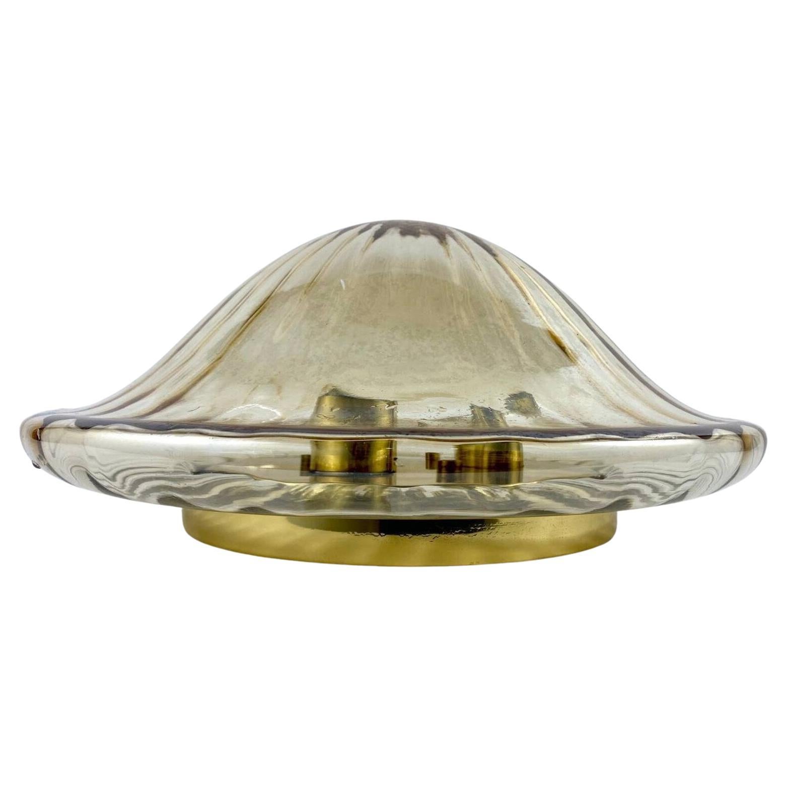 Art Glass Flush Mount Ceiling Lamp Glass and Gilt Brass Flush Mount Lighting