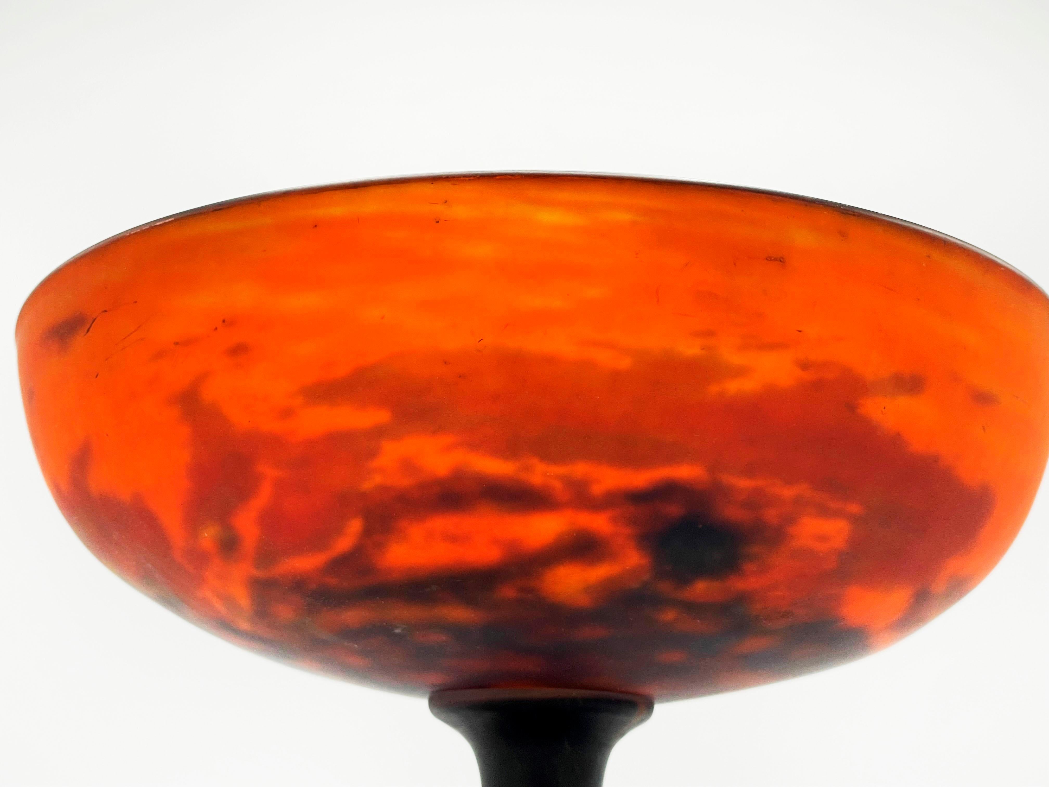 Art Deco Art Glass Footed Muller Frères Bowl For Sale