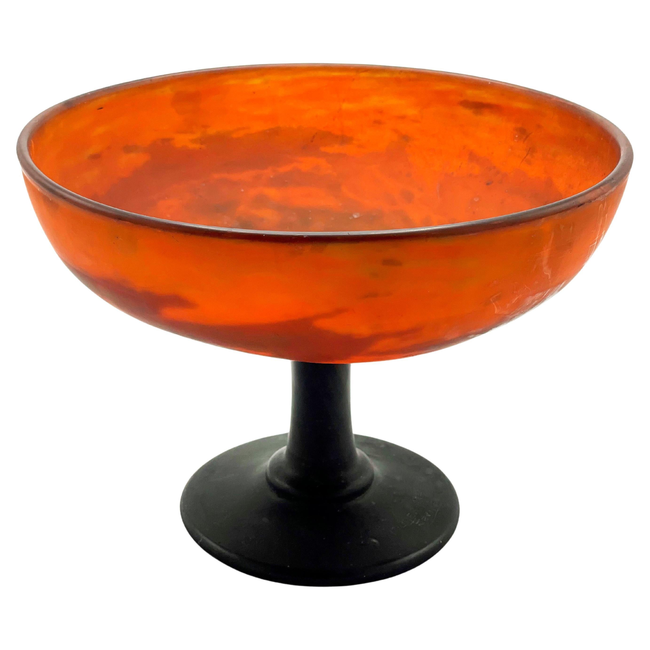 Art Glass Footed Muller Frères Bowl For Sale