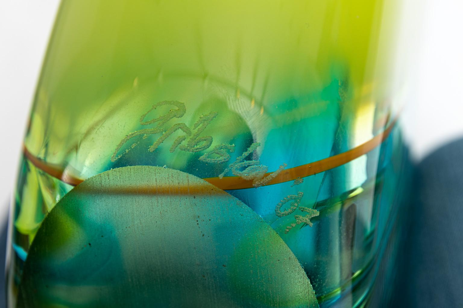 Kunstglas Freiform Gänsehals Zeitgenössische Vase 4