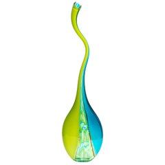 Art Glass Freeform Goose Neck Contemporary Vase