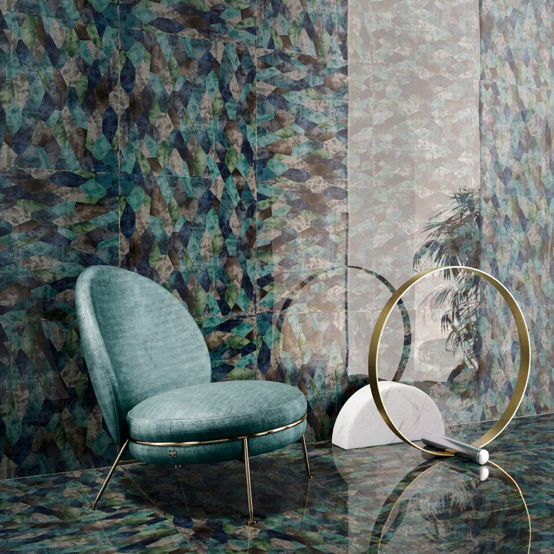 Italiano Pannello decorativo geometrico in vetro Art Decor per molteplici usi Dimensione personalizzabile in vendita