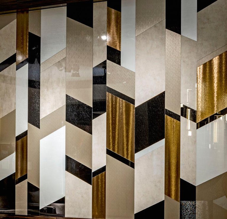 Art Glass Geometric Design Wall Decorative Panel Dimension Customizable