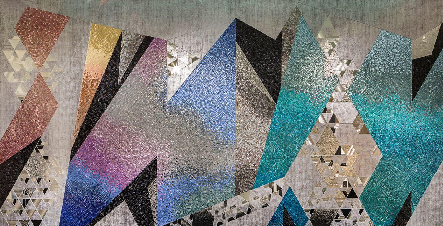 Italian Art Glass & Geometric Mosaic Wall Decorative Panel Dimension Customizable For Sale