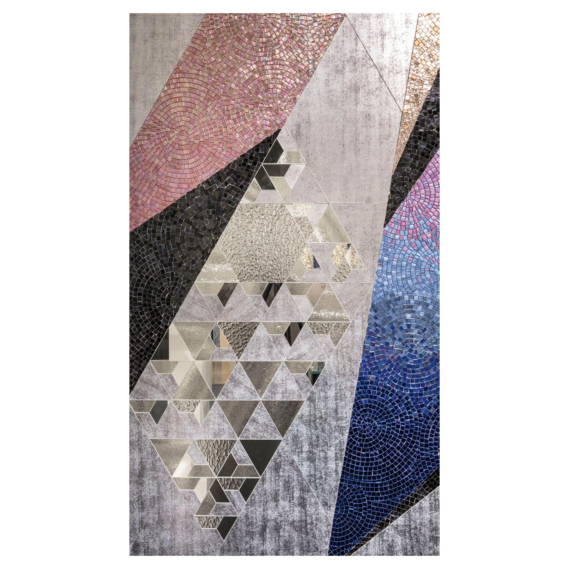 Panel decorativo de pared de mosaico geométrico y vidrio artístico Dimensión personalizable en venta
