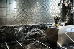 Art Glass Geometric Platinum Mosaic Wall Decorative Panel Dimension Customizable