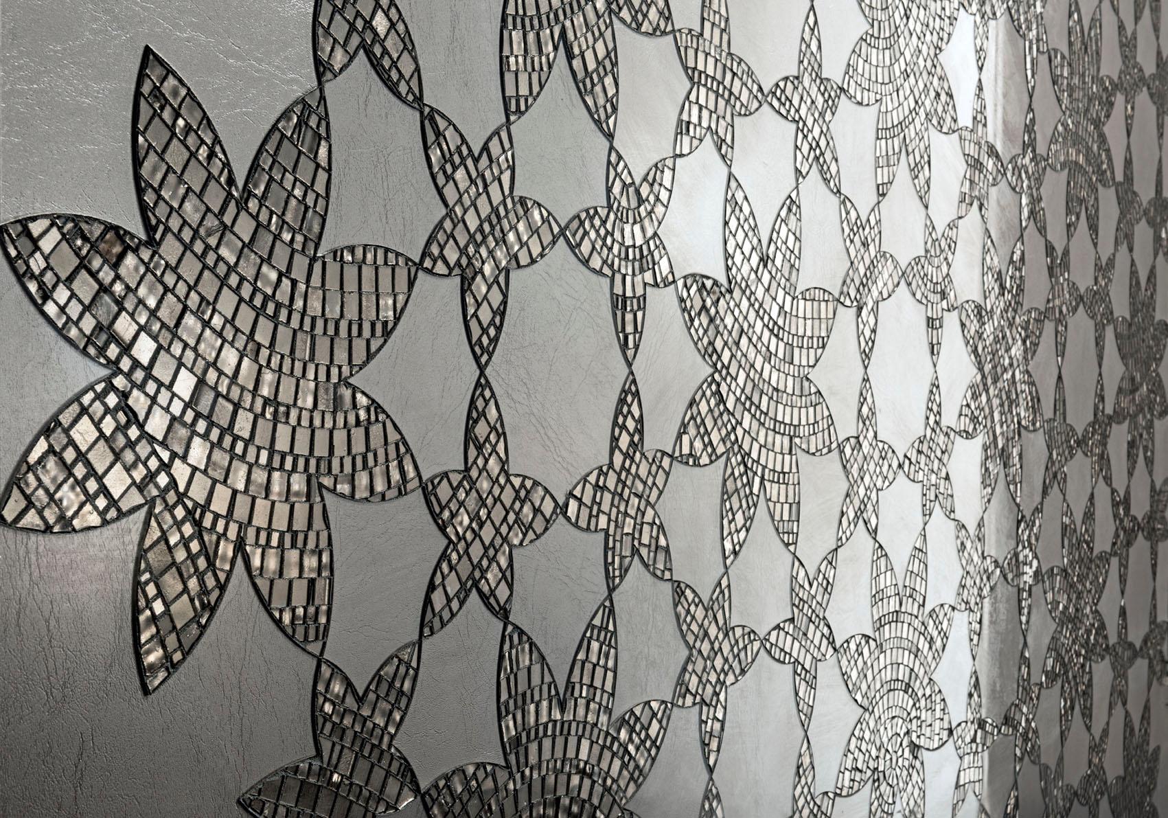 Modern Art Glass Geometric Platinum Mosaic Wall Decorative Panel Dimension Customizable For Sale