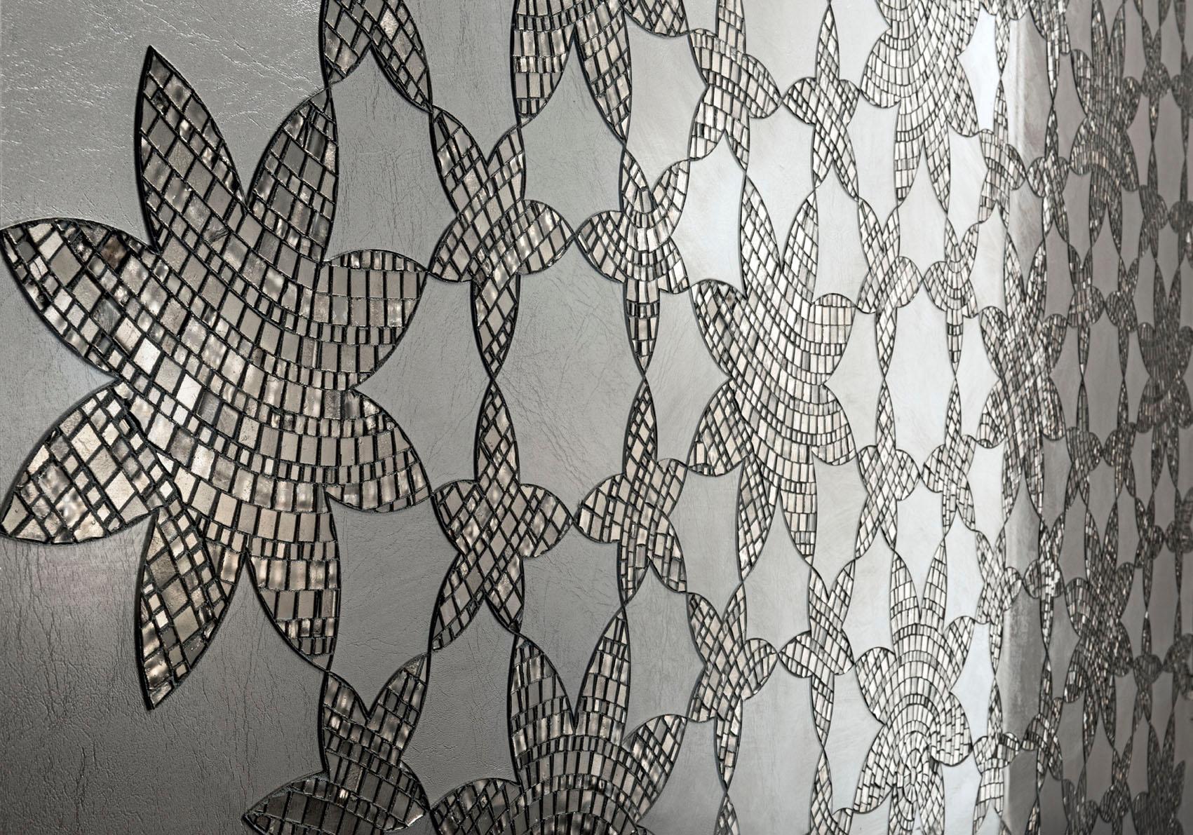 Moderno Art Decor Pannello decorativo da parete in vetro geometrico platino Dimensione personalizzabile in vendita