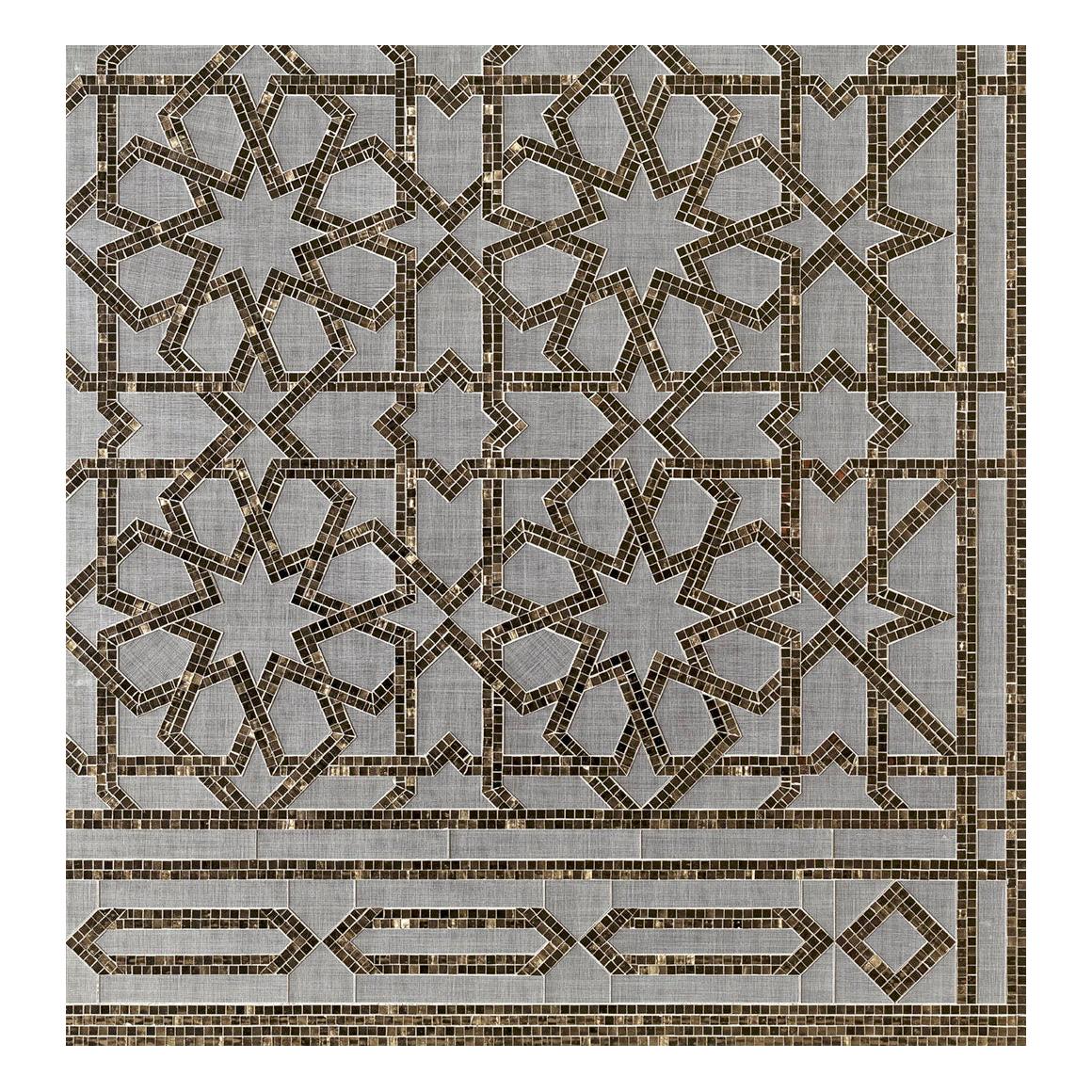 Geometrische Platin-Mosaik-Wanddekorationsplatte aus Kunstglas, anpassbar