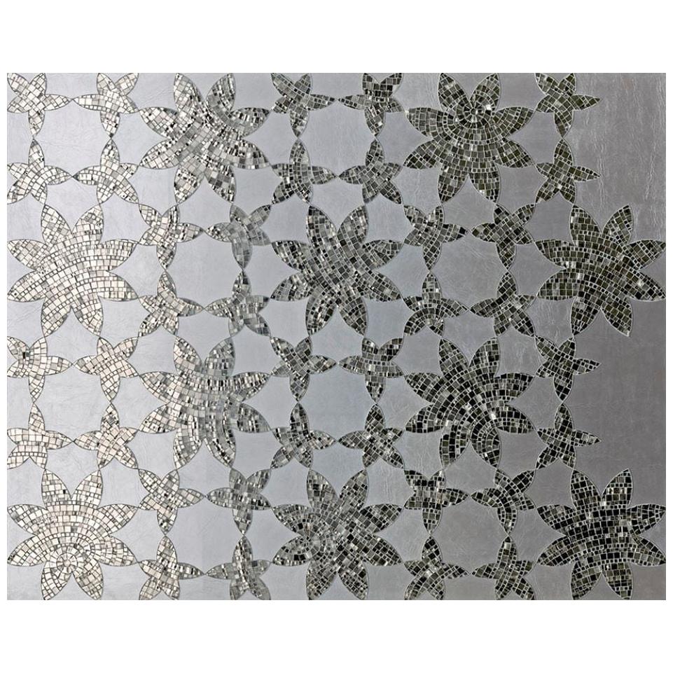 Art Glass Geometric Platinum Mosaic Wall Decorative Panel Dimension Customizable