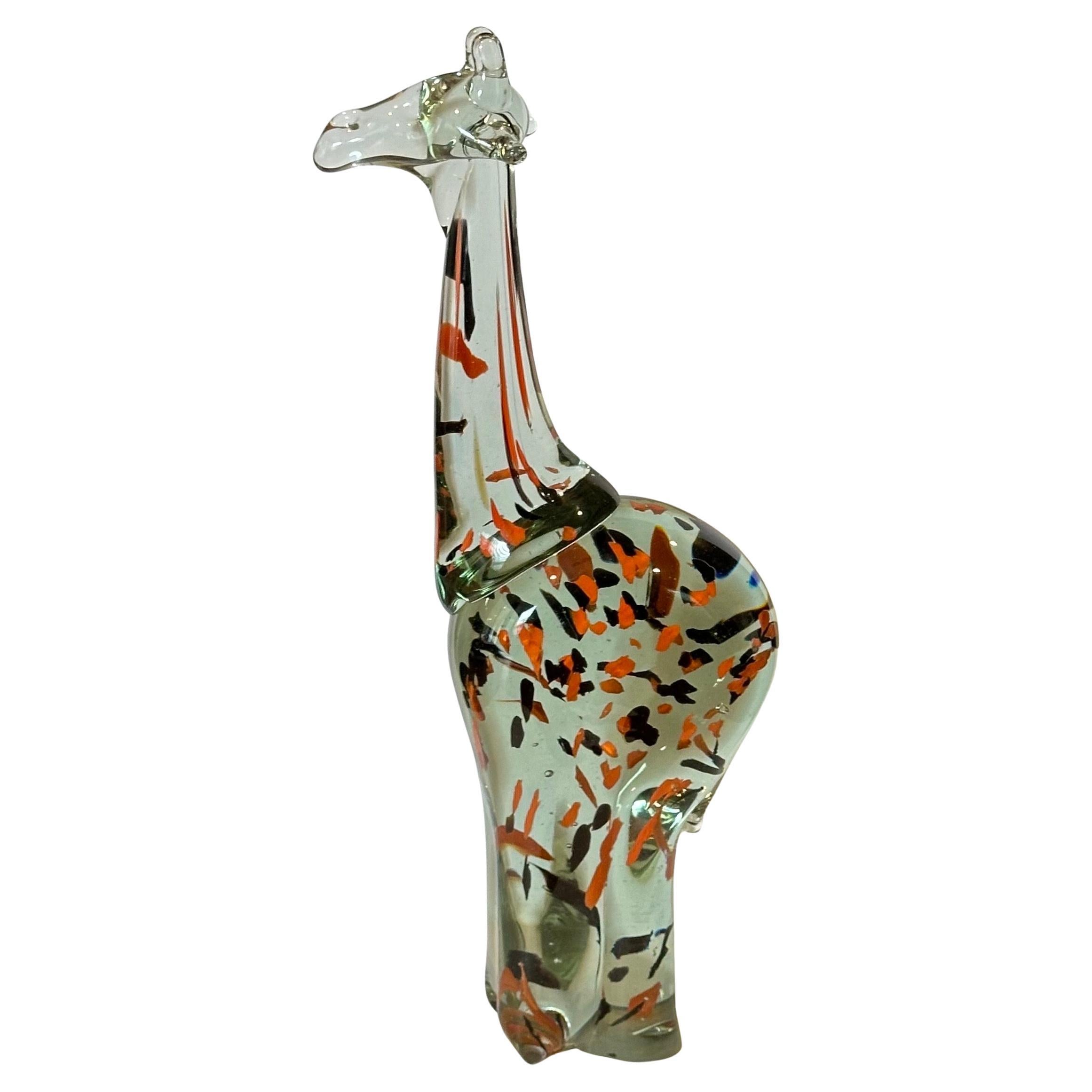 Italian Art Glass Giraffe Sculpture For Sale
